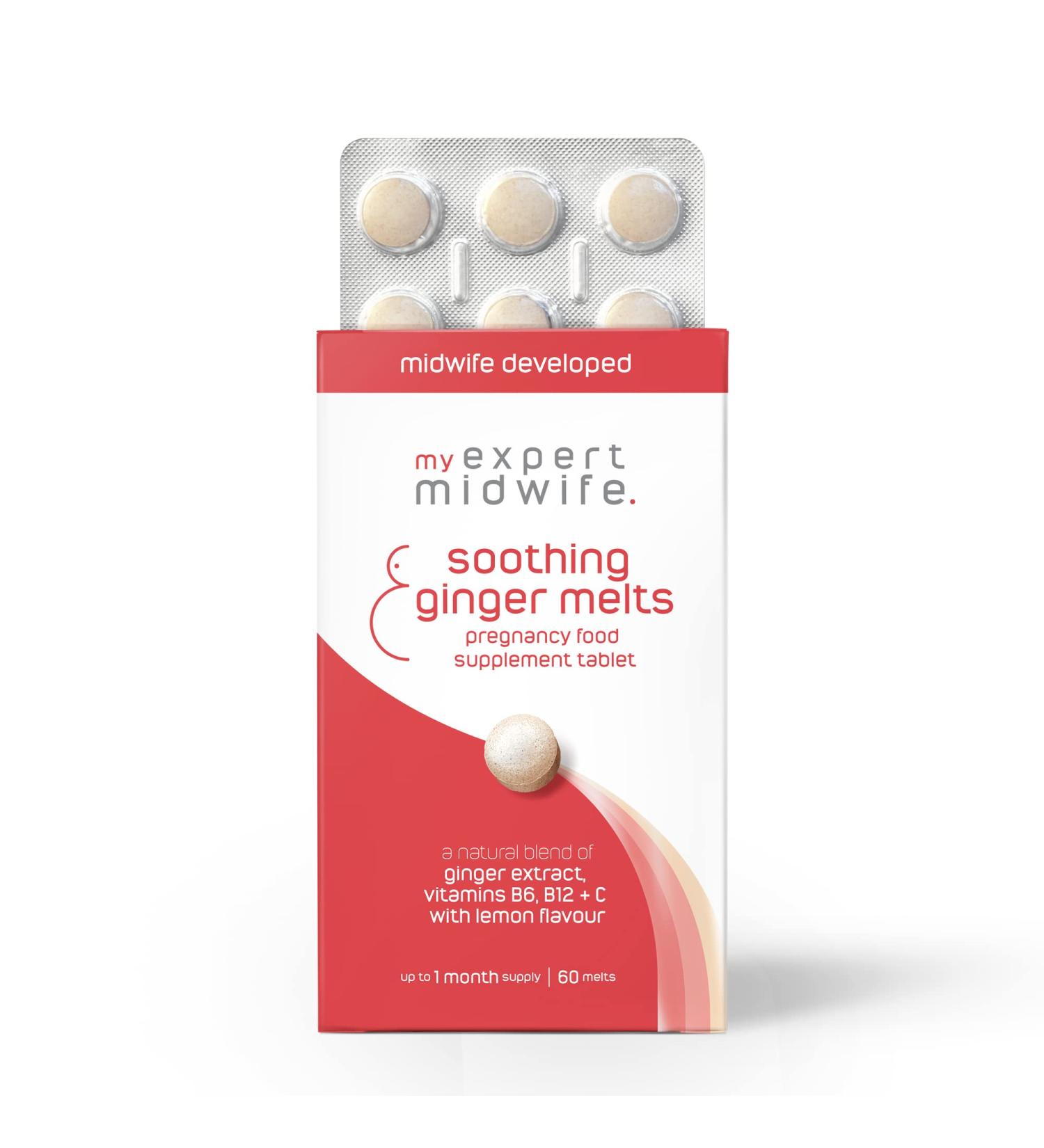 Morning Sickness Relief: My Expert Midwife Soothing Ginger Melts - 60 Tablets - Buy Online on GoSupps.com