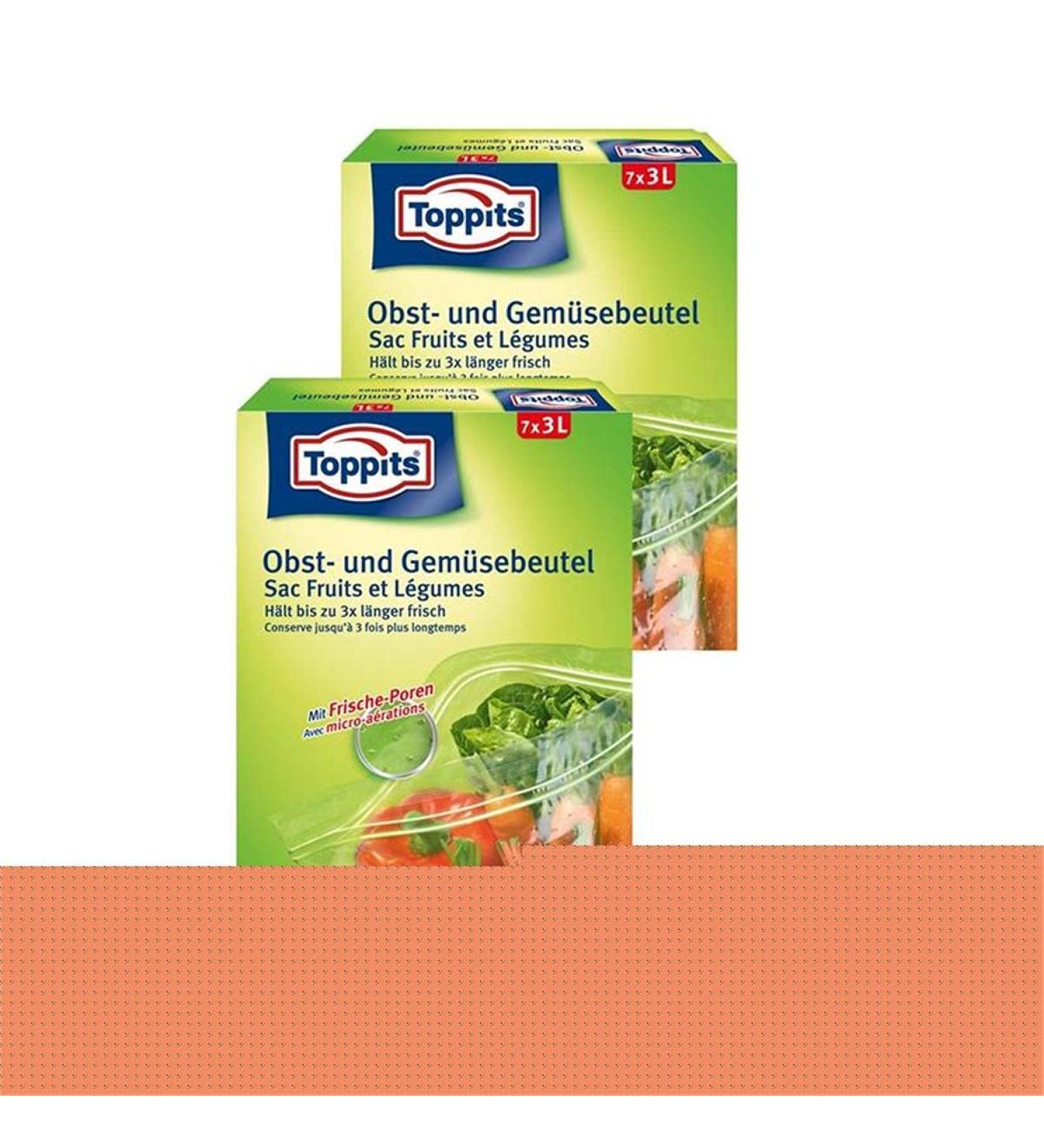 Toppits fruit and vegetable bags 7x3 liters Keeps fresh up to 3x longer (pack of 2)