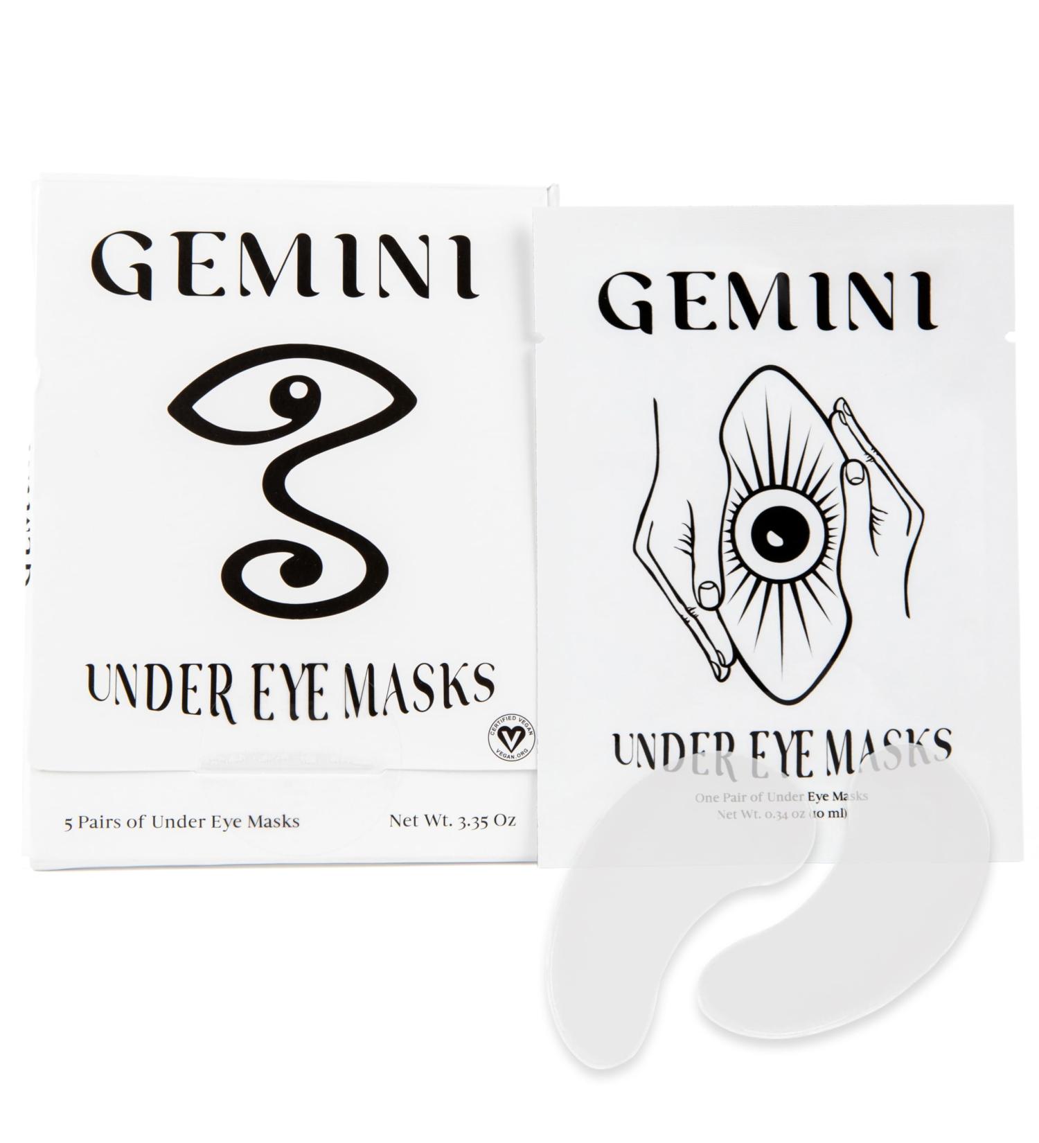 Gemini Under Eye Patches - Reduce Puffiness Dark Circles & Wrinkles | 5 Pairs Biocellulose Masks | Certified Vegan - Buy Online on GoSupps.com