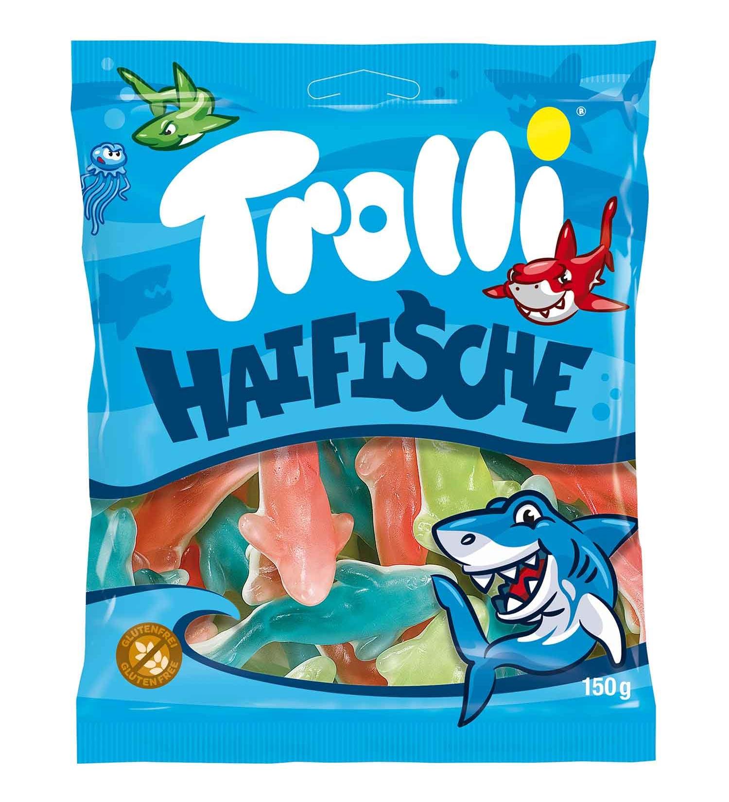 Haifische - Requins des bonbons g lifi s en forme de poissons qui combinent saveurs fruit es et fun parfaits pour une exp rience sucr e ludique et d licieuse - Compatible avec Trolli - 150g
