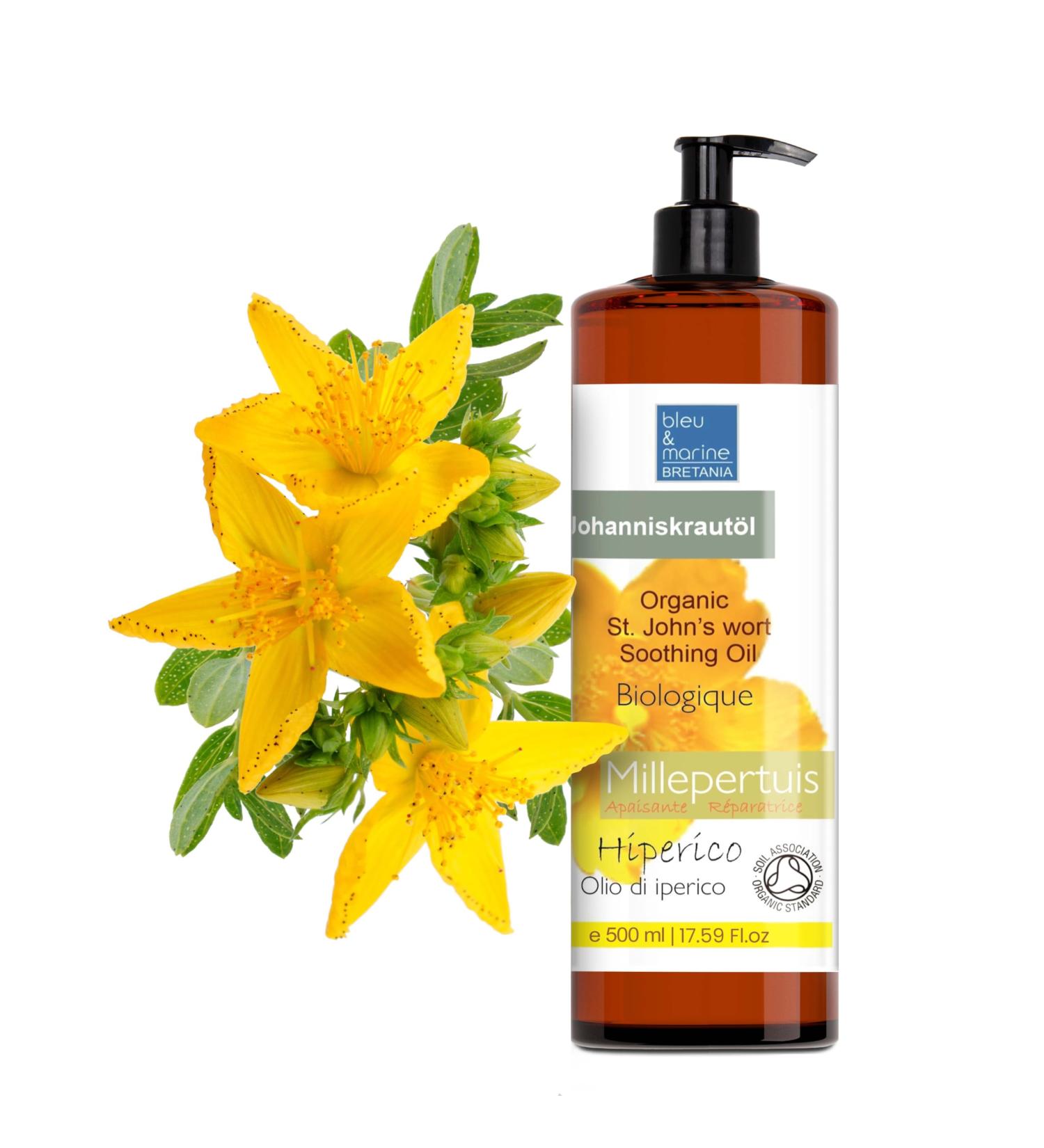 St. John's Wort Organic Extra Strong Red Oily Macerate Concentrated Soothing Oil for Sensitive Skin Irritated Redness Scars Stretch Marks Hair Aftersun 500 ml - Buy Online on GoSupps.com