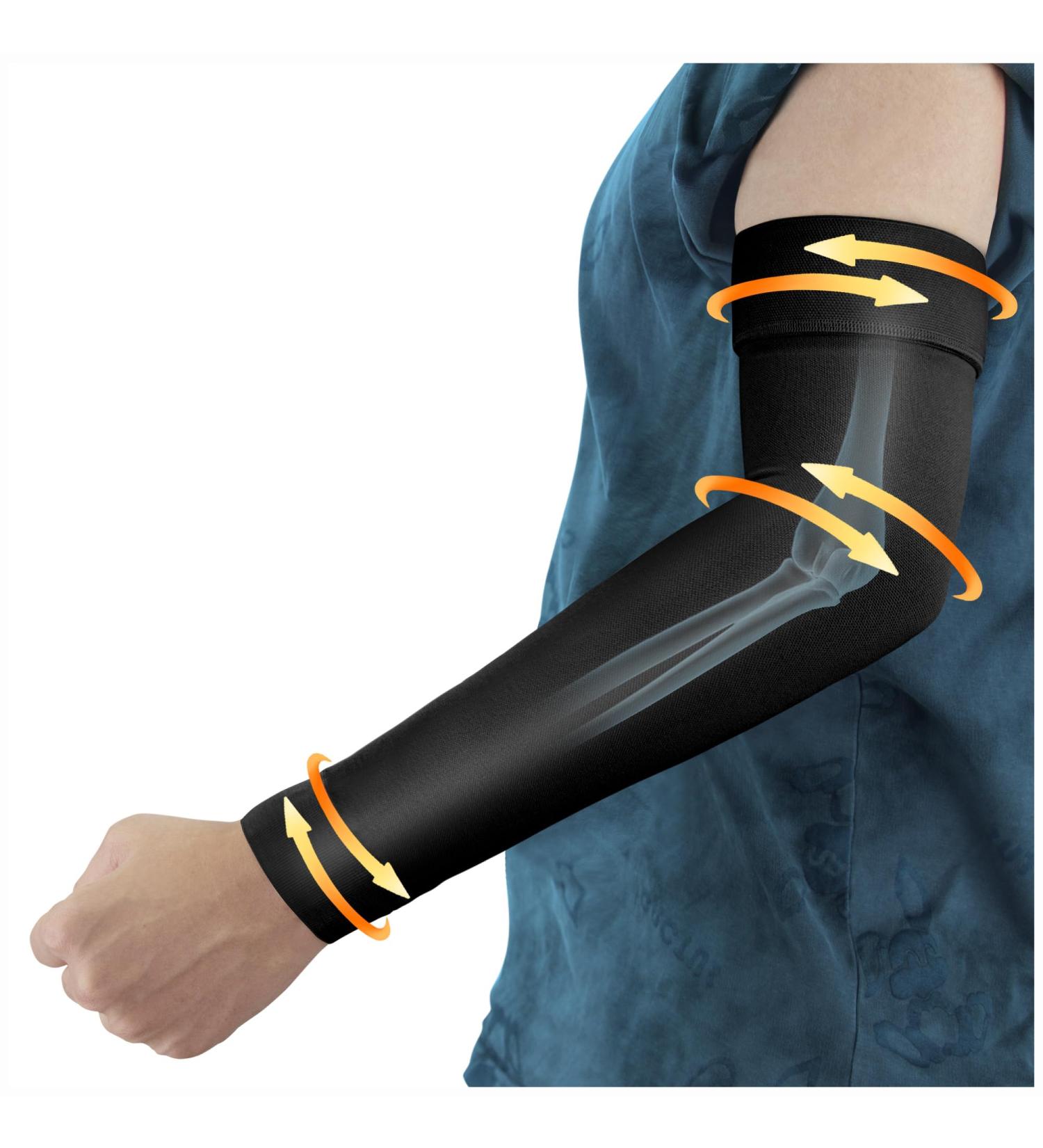 Lymphedema Compression Arm Sleeve for Men & Women - 20-30 mmHg Silicone Band Support for Arthritis & Edema - XX-Large Black - Buy Online on GoSupps.com