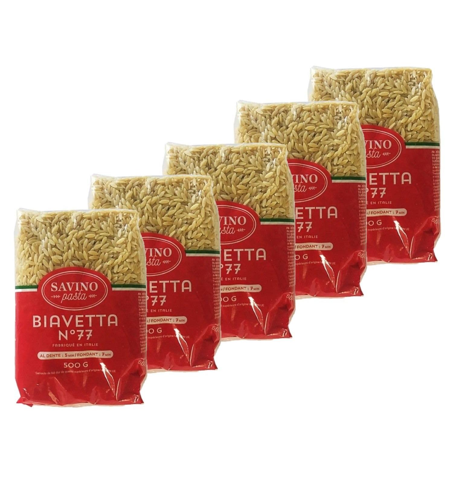 Savino Pasta Pack of 5 Biavetta No. 77 Bird's Tongue Pasta - 500g Bag