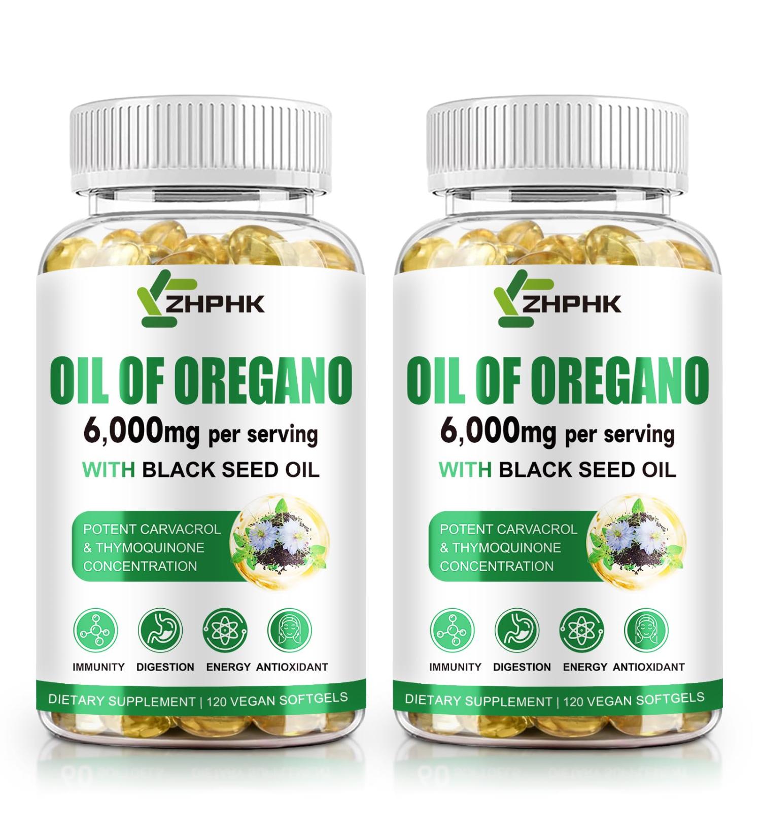 Oregano Oil Organic, 6000mg Oil of Oregano with Black Seed Oil Supplement Oregano Oil Extract Antioxidant, Immune & Digestive Support, Non-GMO, Gluten Free, 240 Count 120 Count (Pack of 2) - Buy Online on GoSupps.com