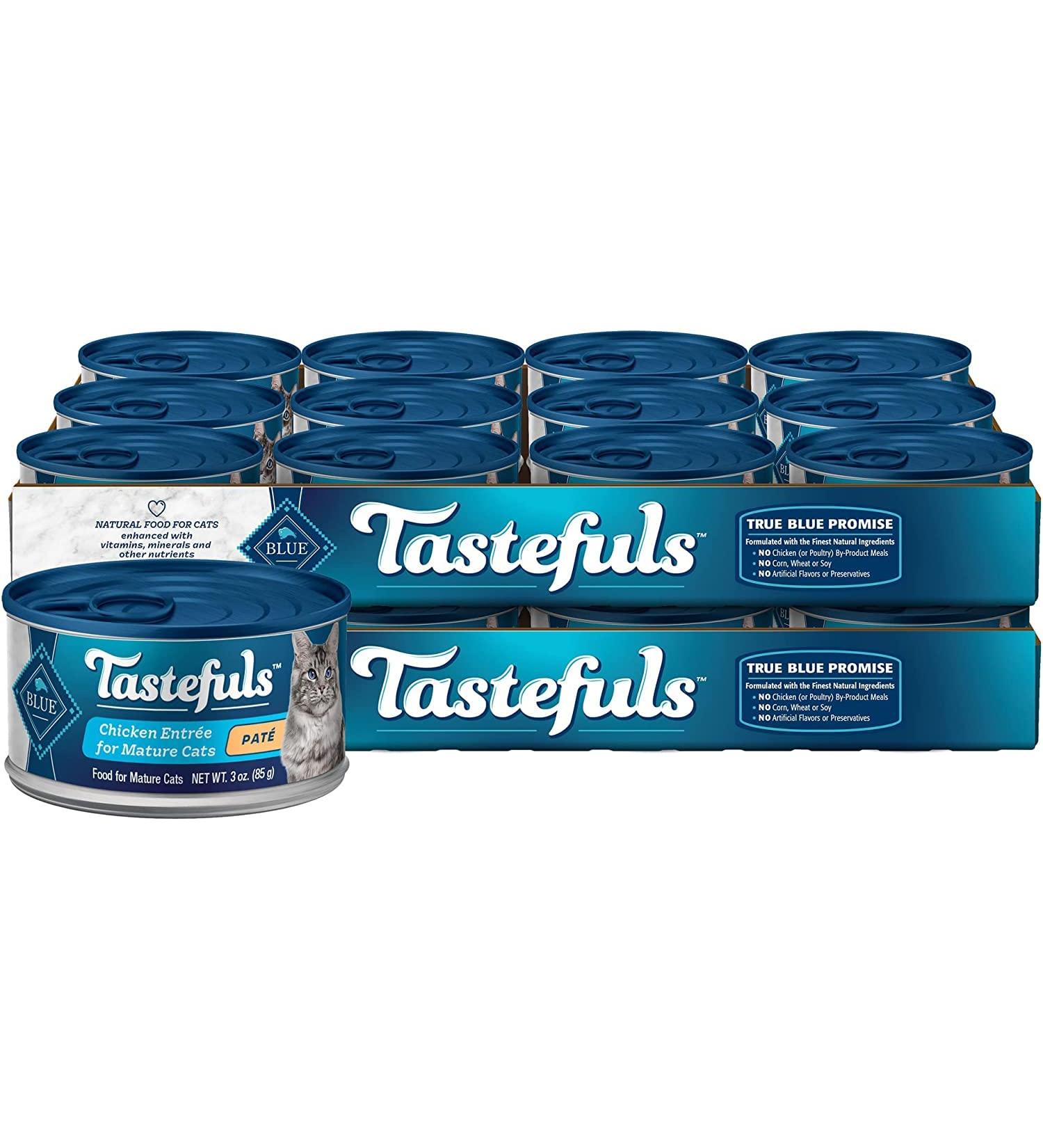 Tastefuls Natural Mature Wet Cat Food Chicken Entr e Pate 3 oz - Pack of 24 Small Cans - Pack of 24 Mature Cat Chicken Pate - Buy Online on GoSupps.com
