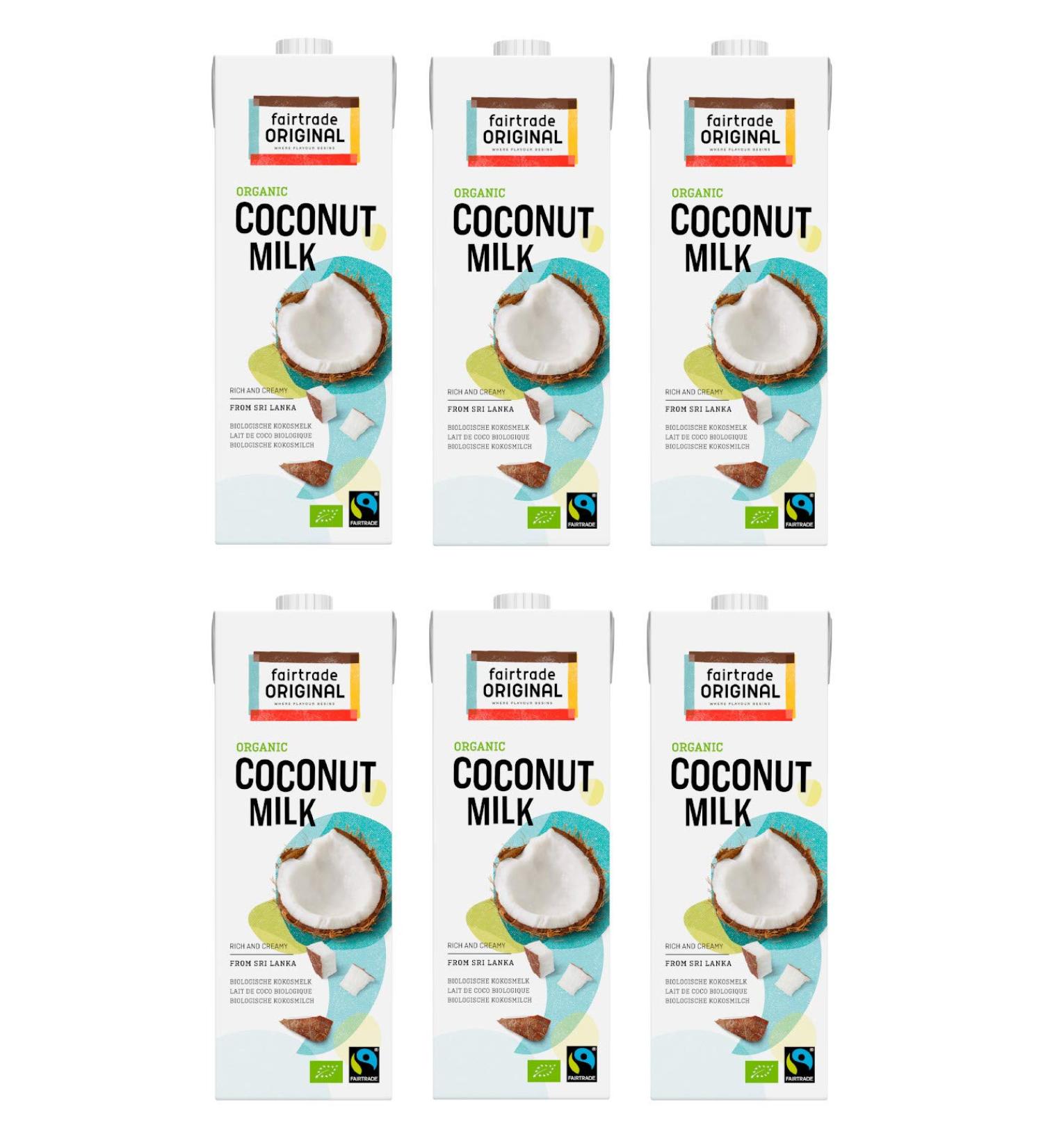 Organic Coconut Milk 6 x 1L Tetrapack | Fairtrade Original | 100% Vegan | Ideal for Asian Dishes | Rich Creamy Taste | Organic Cocos Milk from Sri Lanka - Buy Online on GoSupps.com