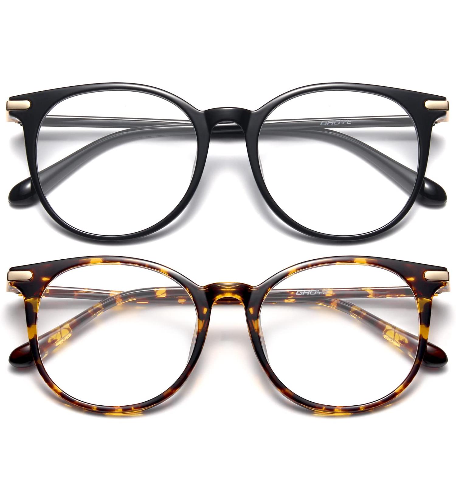 Gaoye Blue Light Blocking Glasses | Retro Round Eyewear Frame for Women Men - GY1688 Black+Tea Leopard - Buy Online on GoSupps.com