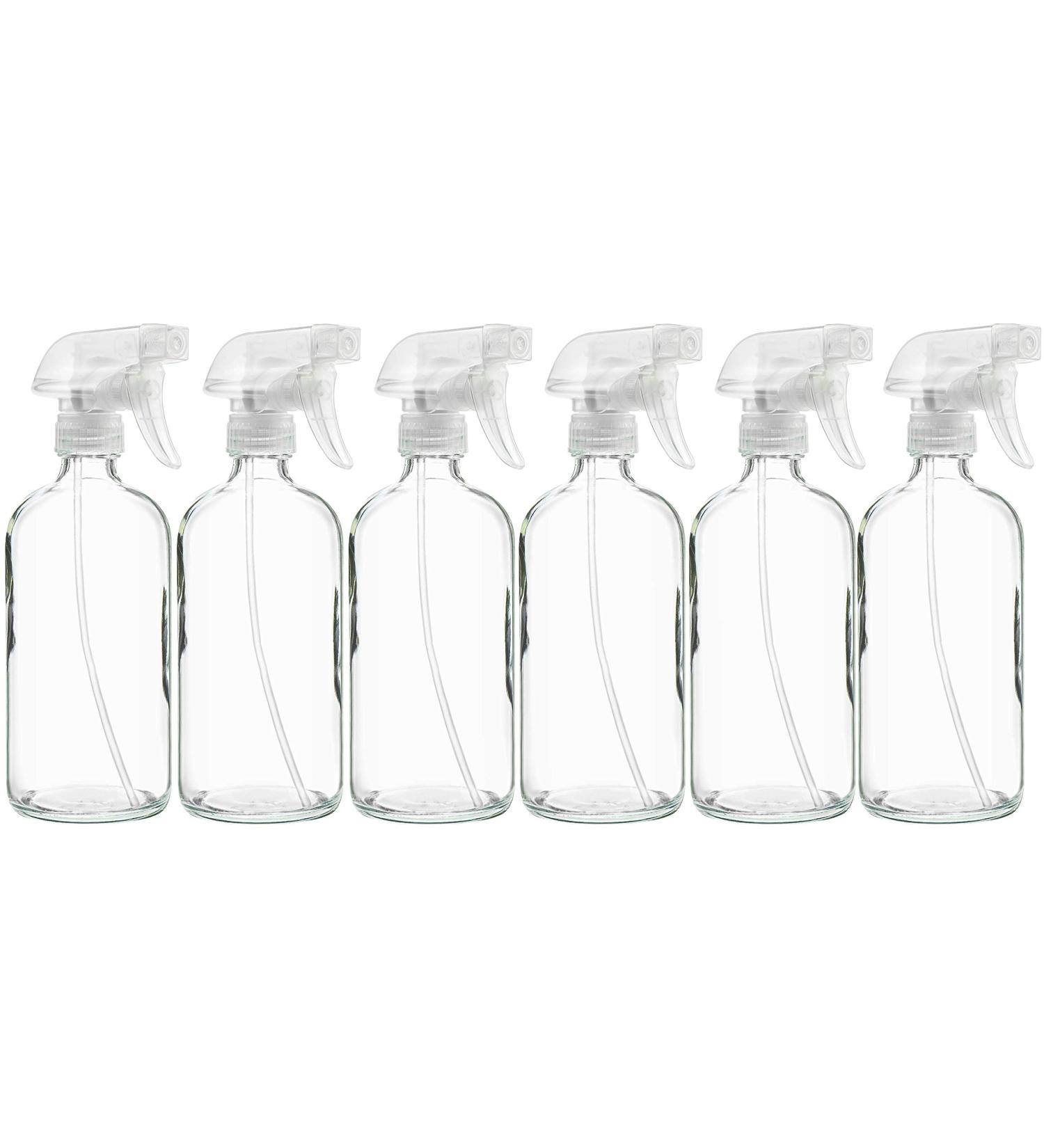 Sally s Organics 16oz Clear Glass Spray Bottles - 6 Pack | Refillable for Laundry Linen Vinegar Plant Misting & Hair Styling | Chemical-Resistant Adjustable Mist & Stream Sprayer - Ships Internationally - Buy Online on GoSupps.com