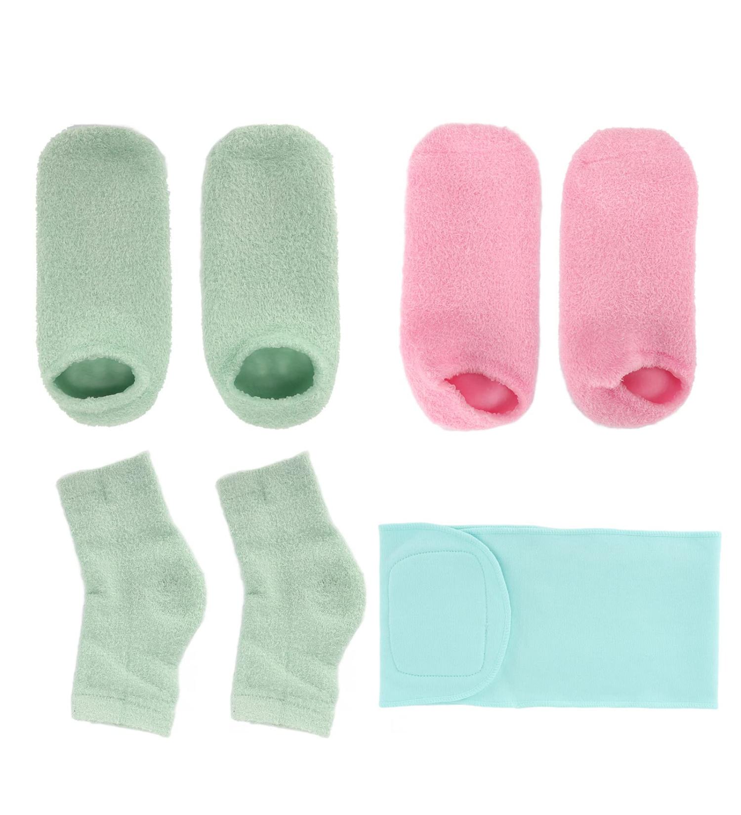 Qukaim Spa Socks Moisturizing Gel Socks and Neck Wrap Set for Home Beauty Salon Spa Socks for Moisturizing Dry Skin Cracked Heels and Cuticles - Buy Online on GoSupps.com