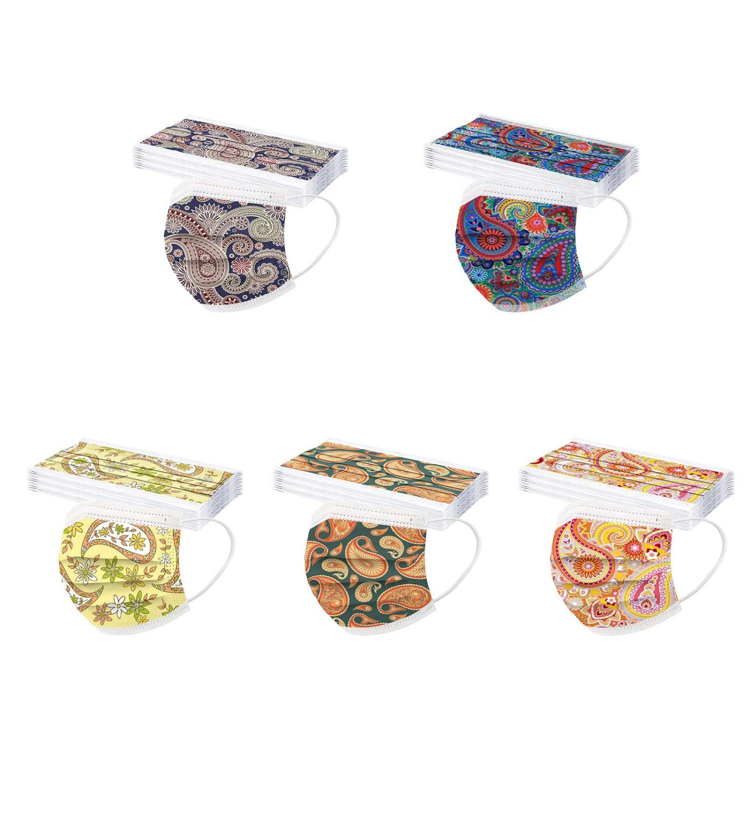 Goddess Accent 50 Pack Disposable Face_Mask Cute Floral Tie Dye Printed Protection for Adults Women