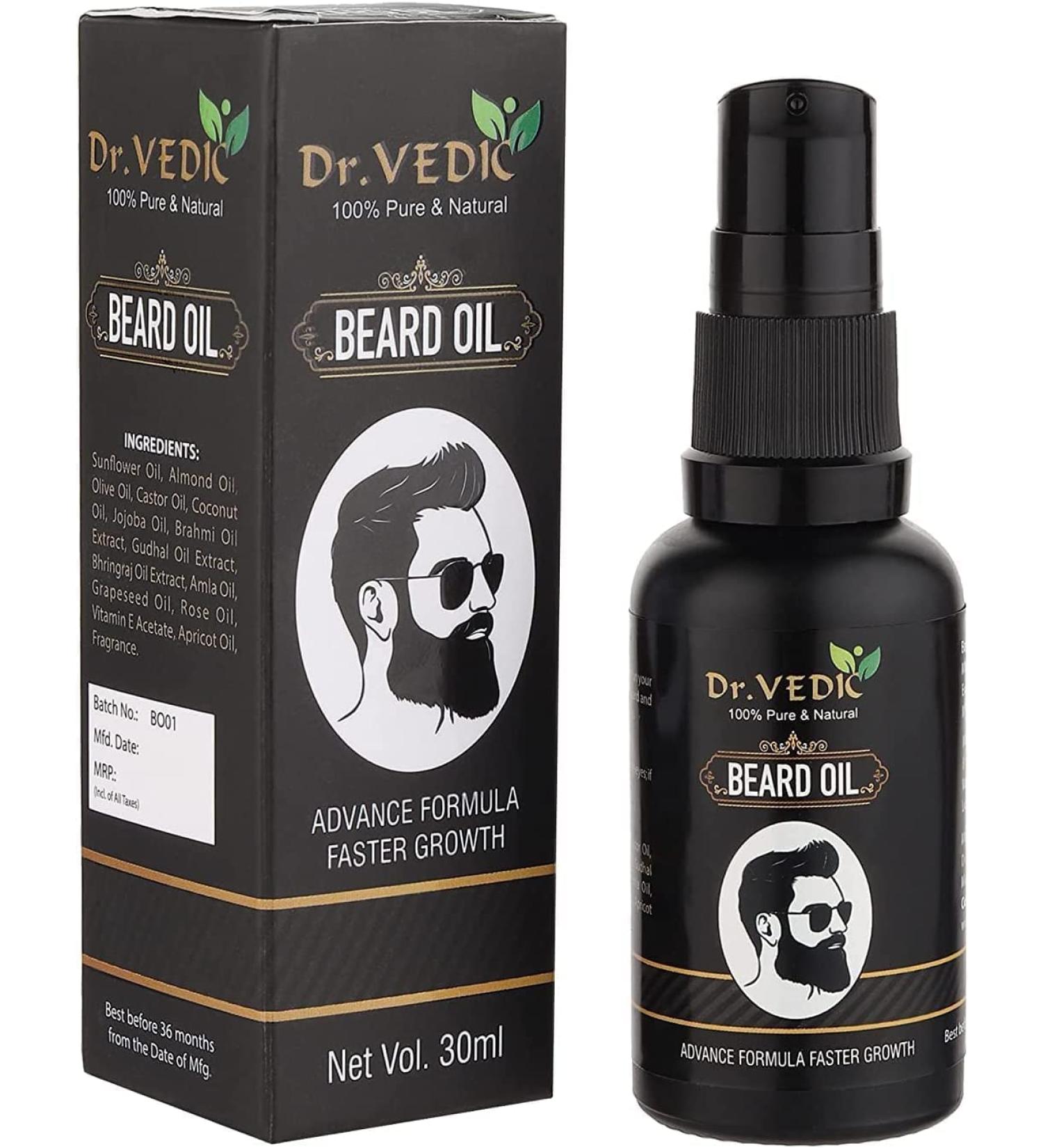 Zanto Dr. Vedic Bart Hair Growth Oil - Faster Beard Growth & Thicker Beard | 30ml Beard Oil for Uneven & Happy Beards - Buy Online on GoSupps.com