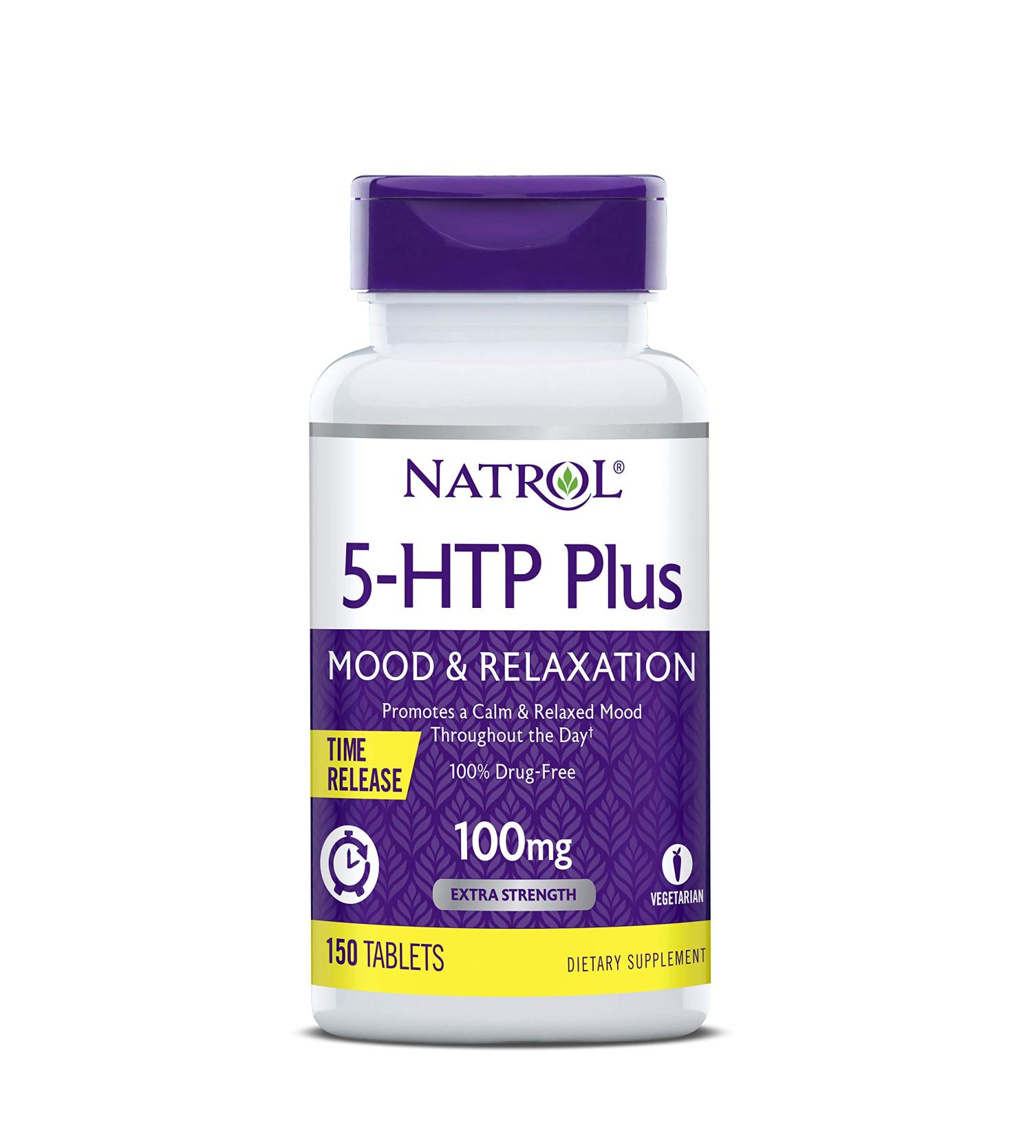 Natrol 5-HTP Plus Time Release Tablets - Promotes Better Mood and Sleep - 100% Drug-Free - 100mg, 150 ct - Buy Online on GoSupps.com