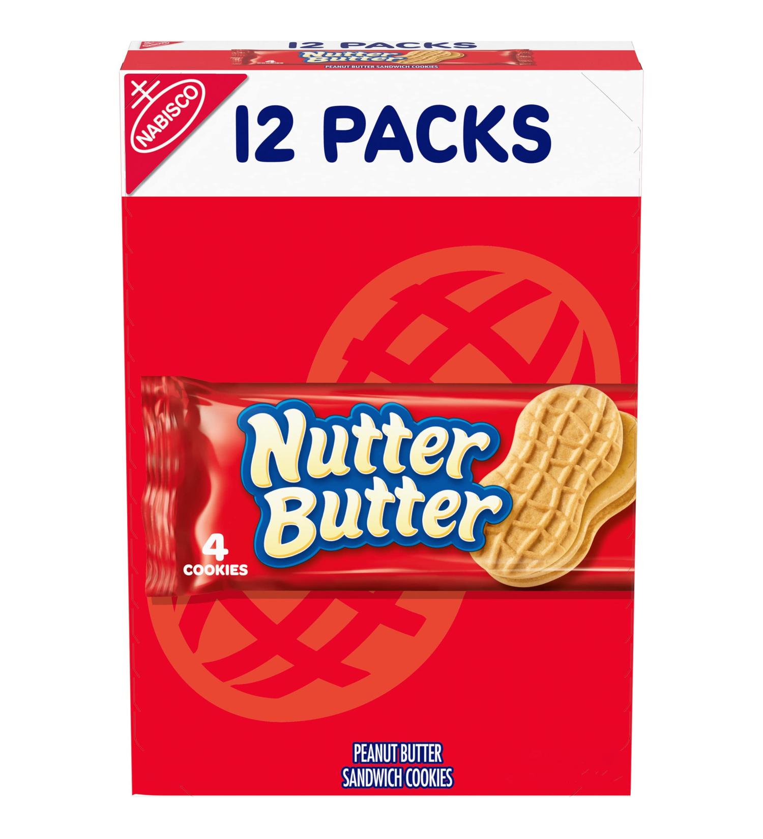 Nutter Butter Peanut Butter Sandwich Cookies - 12 Snack Packs (4 Cookies Per Pack) - Buy Online on GoSupps.com