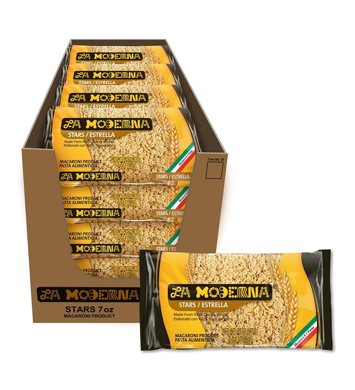 La Moderna Stars Pasta: Durum Wheat Noodles with Protein, Fiber, and Vitamins - 7 Oz (Pack of 20) - Buy Online on GoSupps.com