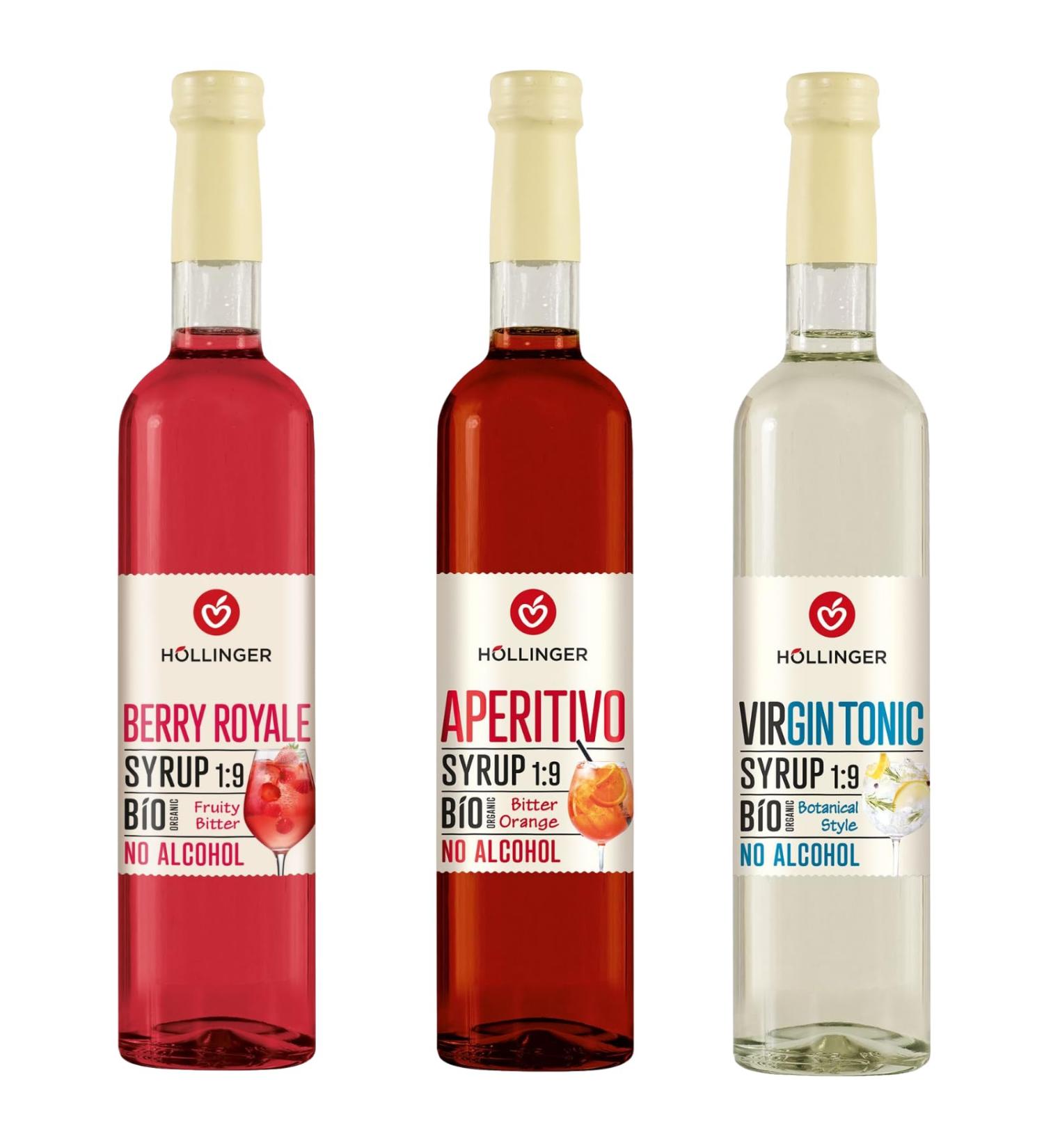 H llinger Sirop Bio Sans Alcool Pack de 3 Saveurs (Berry Royale Aperitivo Virgin Tonic) 1:9 3x500ml - Buy Online on GoSupps.com