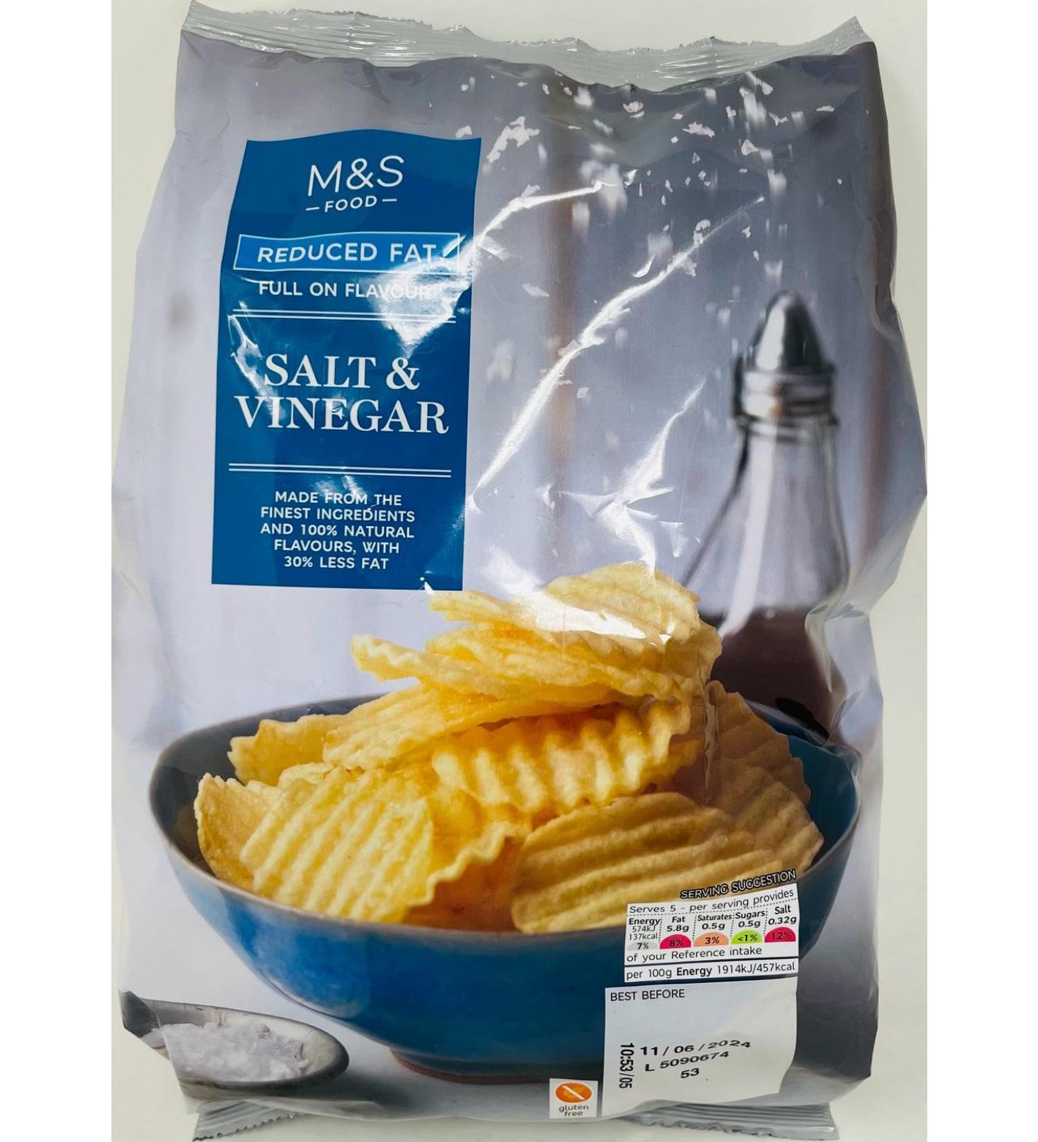 M&S Reduced Fat Salt & Vinegar Crisps 150g - 2 pack - Buy Online on GoSupps.com