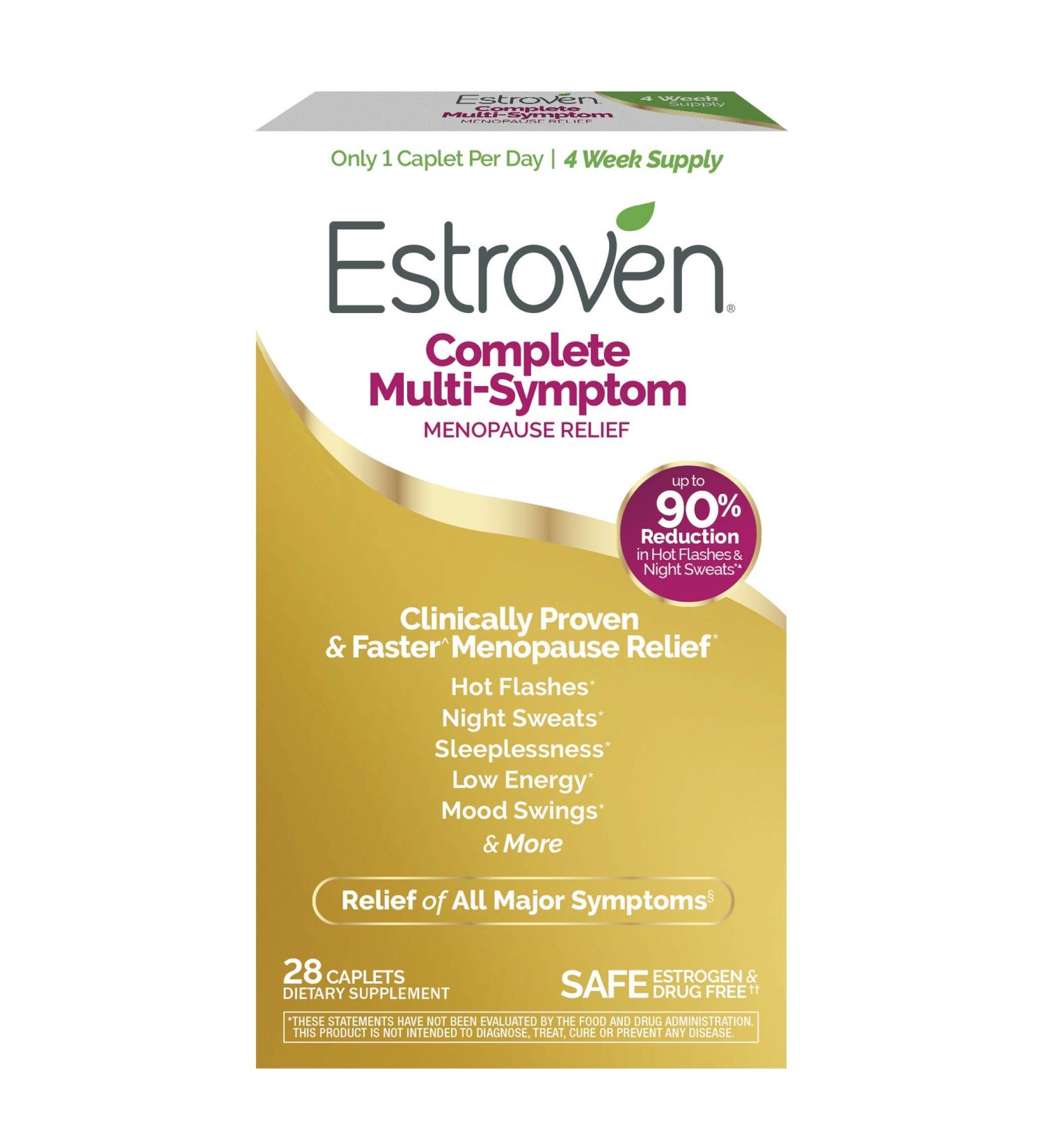 Estroven Complete Menopause Relief 28 Vegetarian Caplets - Natural Relief for Symptoms - Buy Online on GoSupps.com