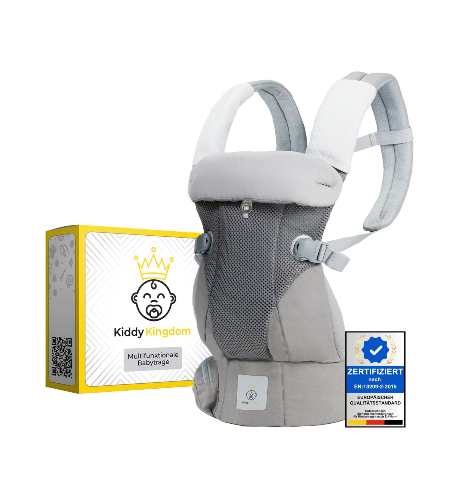 Kiddy Kingdom Ergonomic Baby Carrier - 3-in-1 Multifunctional Newborn Carrier (0-36 Months) - Soft 3D Mesh & Cotton - Gray Baby Wearing Strap & Carrier Bag - Buy Online on GoSupps.com