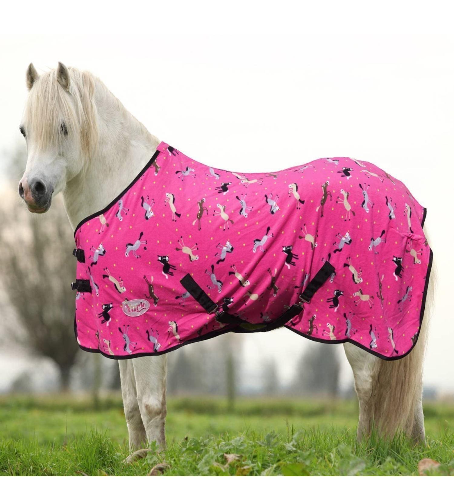 York Pony Sweat Rug with Cross Strap Horsi Fleece Blanket Tournament Rug Pink (105 cm)