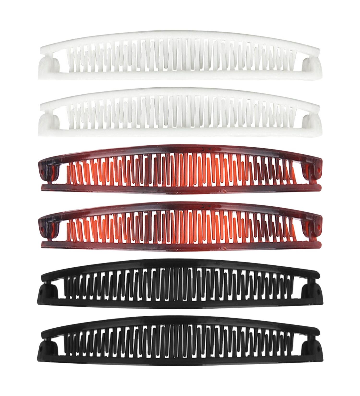 Luckious Brand 6 Pieces Banana Hair Clip Set: Versatile Hair Accessories for Effortless Styling - Wave Hair Clip Fork Hair Accessories for Women Girls (Black and Red and White) - Buy Online on GoSupps.com