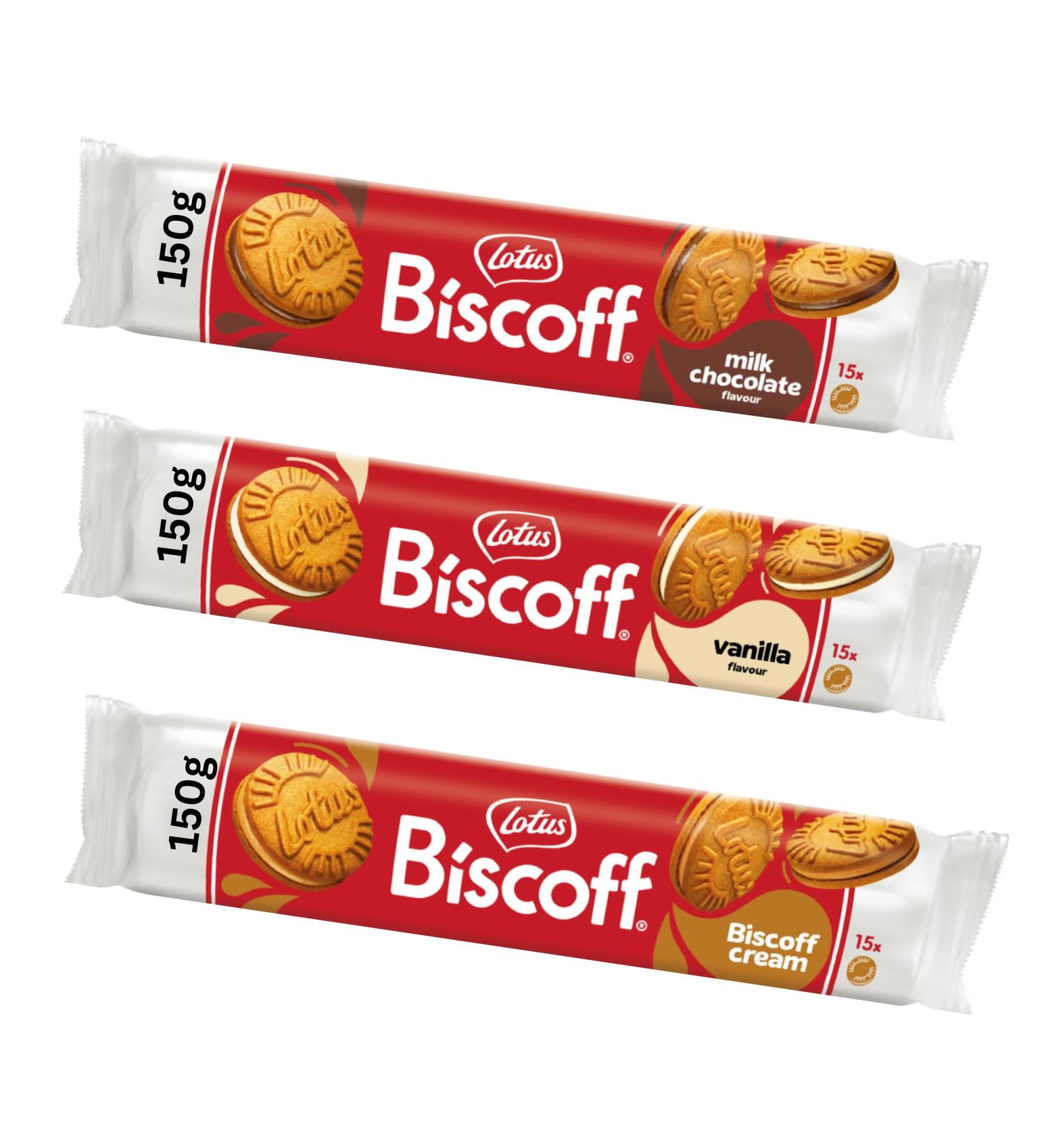 Speculoos Biscuit Sandwich 3 Pack Bundle Containing Lotus Biscoff Milk Chocolate Cream and Vanilla - Buy Online on GoSupps.com