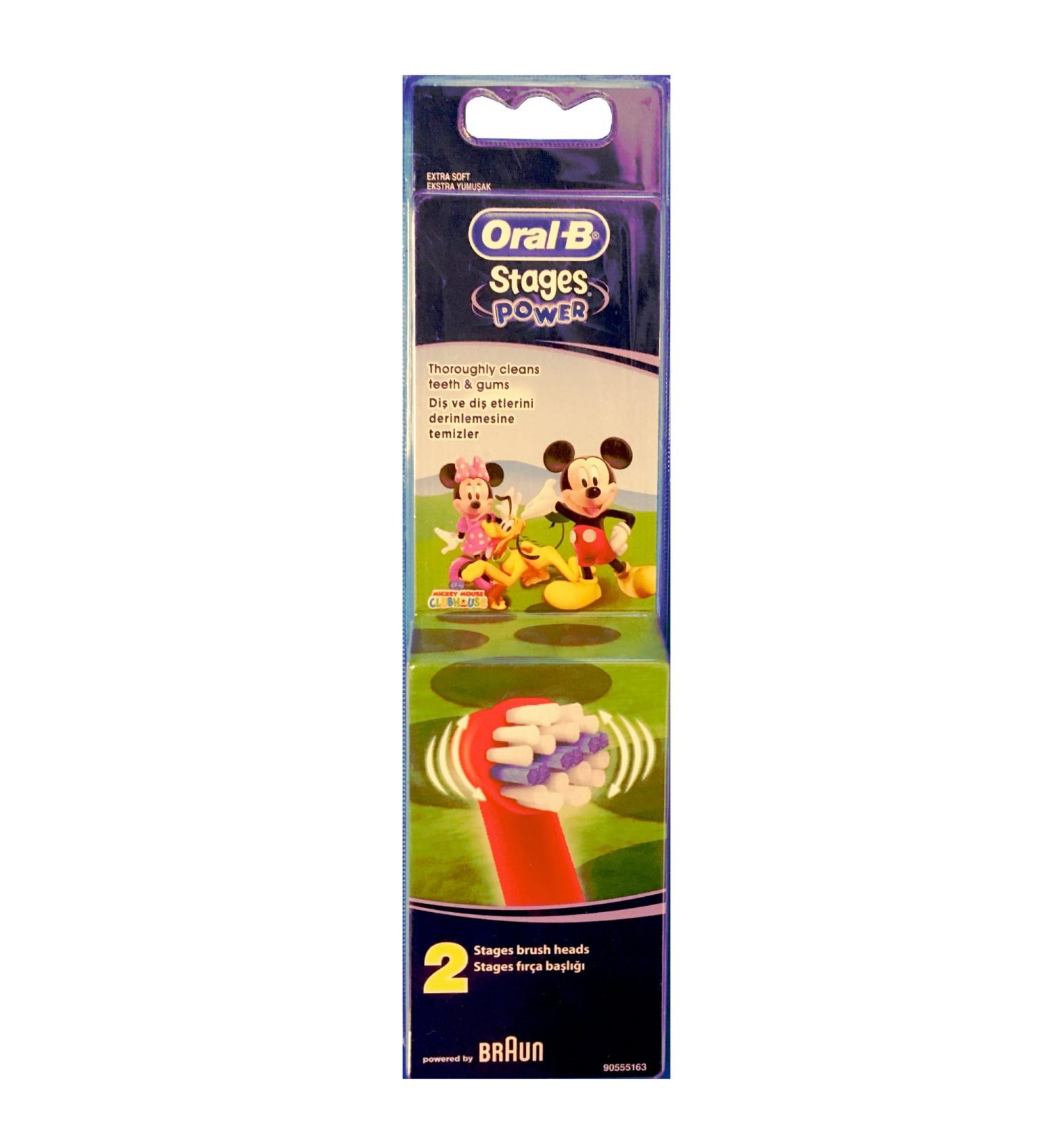 Braun Oral-B 2x Stages Power Disney Mickey Mouse Extra Soft Kids Toothbrush Head