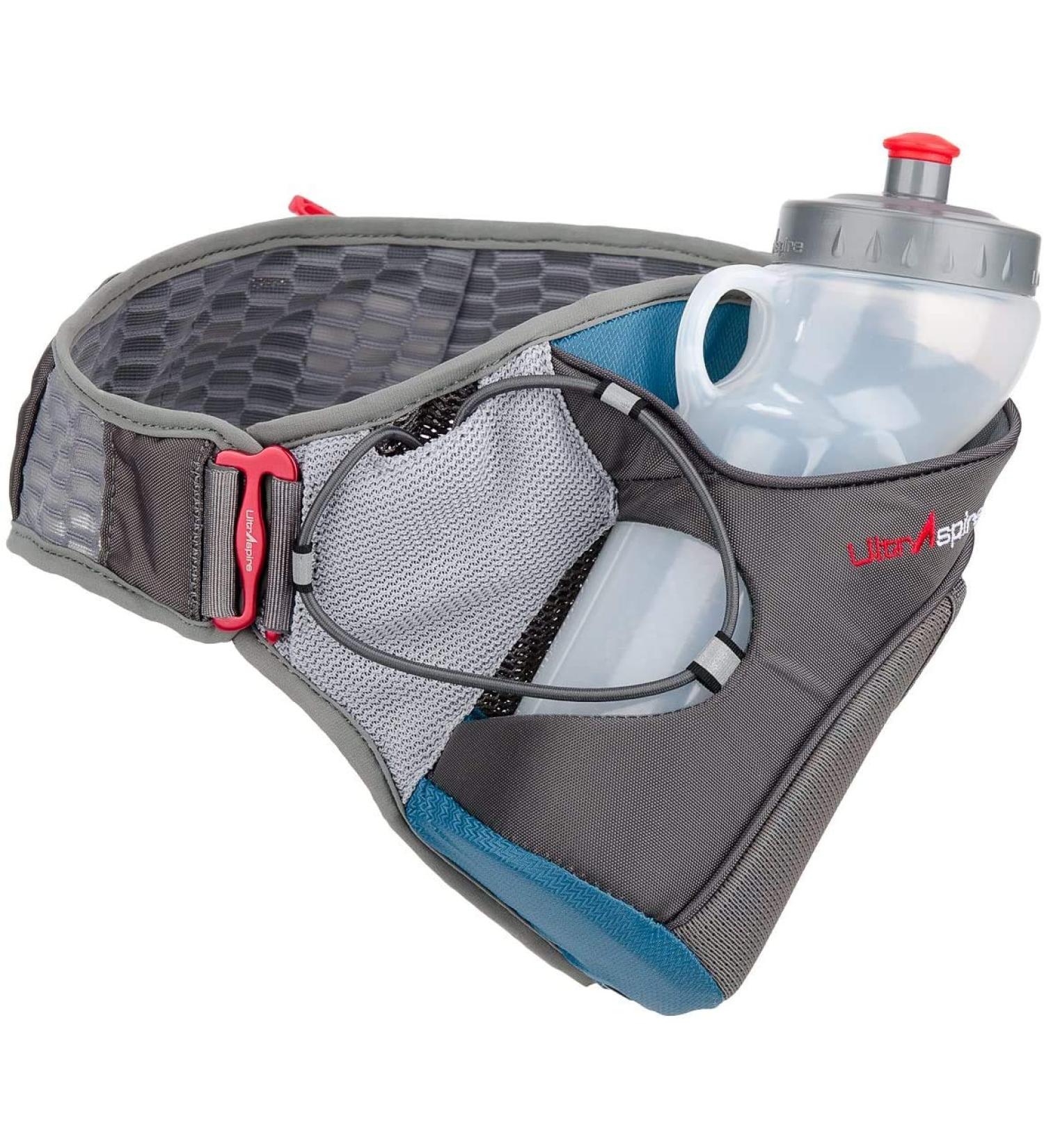Ultraspire Nerve Hydration Trail Running Waist Belt Pack with 20 oz Bottle - Gray/Blue (XS) - Buy Online on GoSupps.com