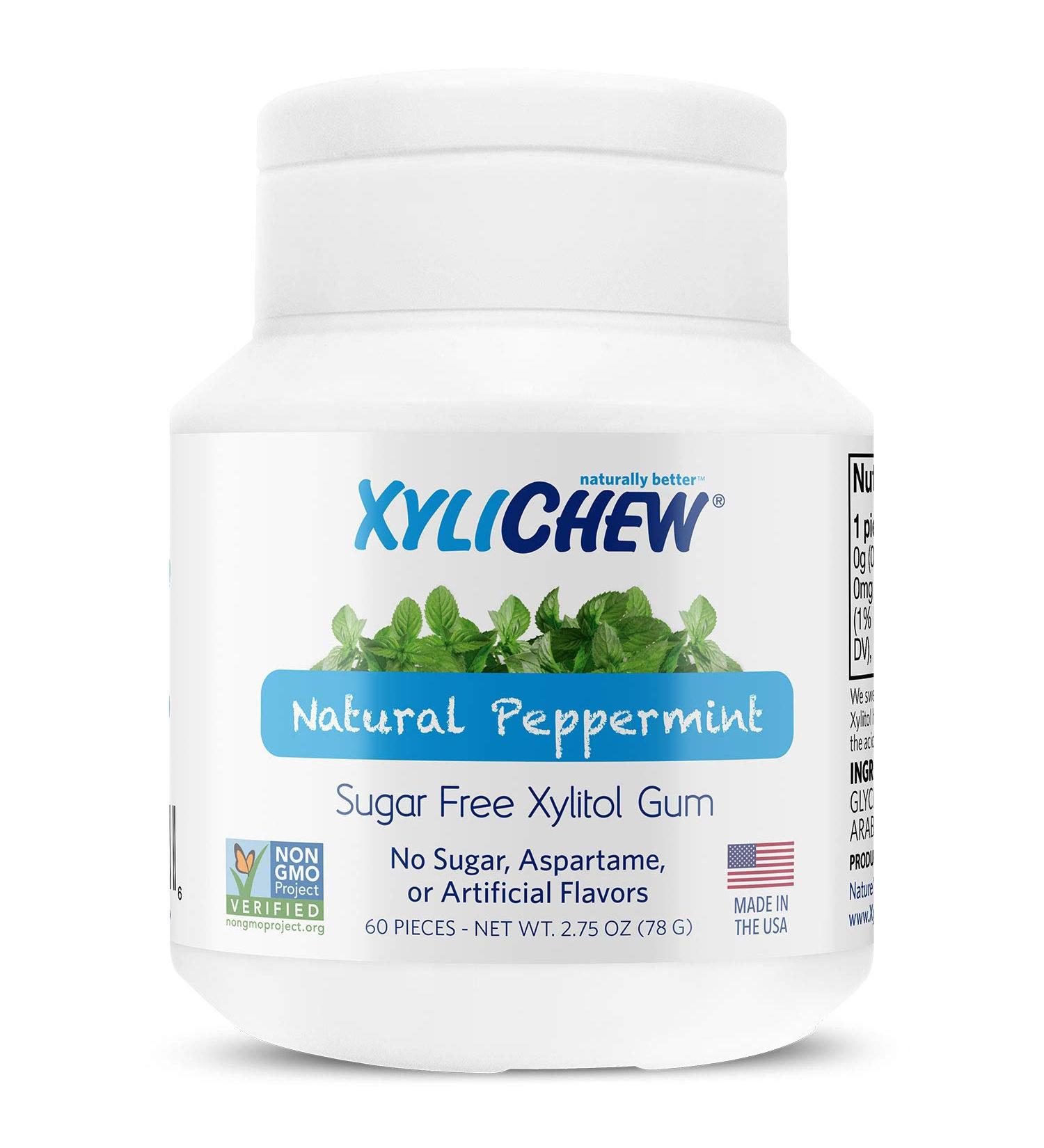 Xylichew Peppermint Gum - 100% Xylitol, Non-GMO, Sugar-Free, 60 Count â€“ Natural Oral Care & Bad Breath Relief - Buy Online on GoSupps.com