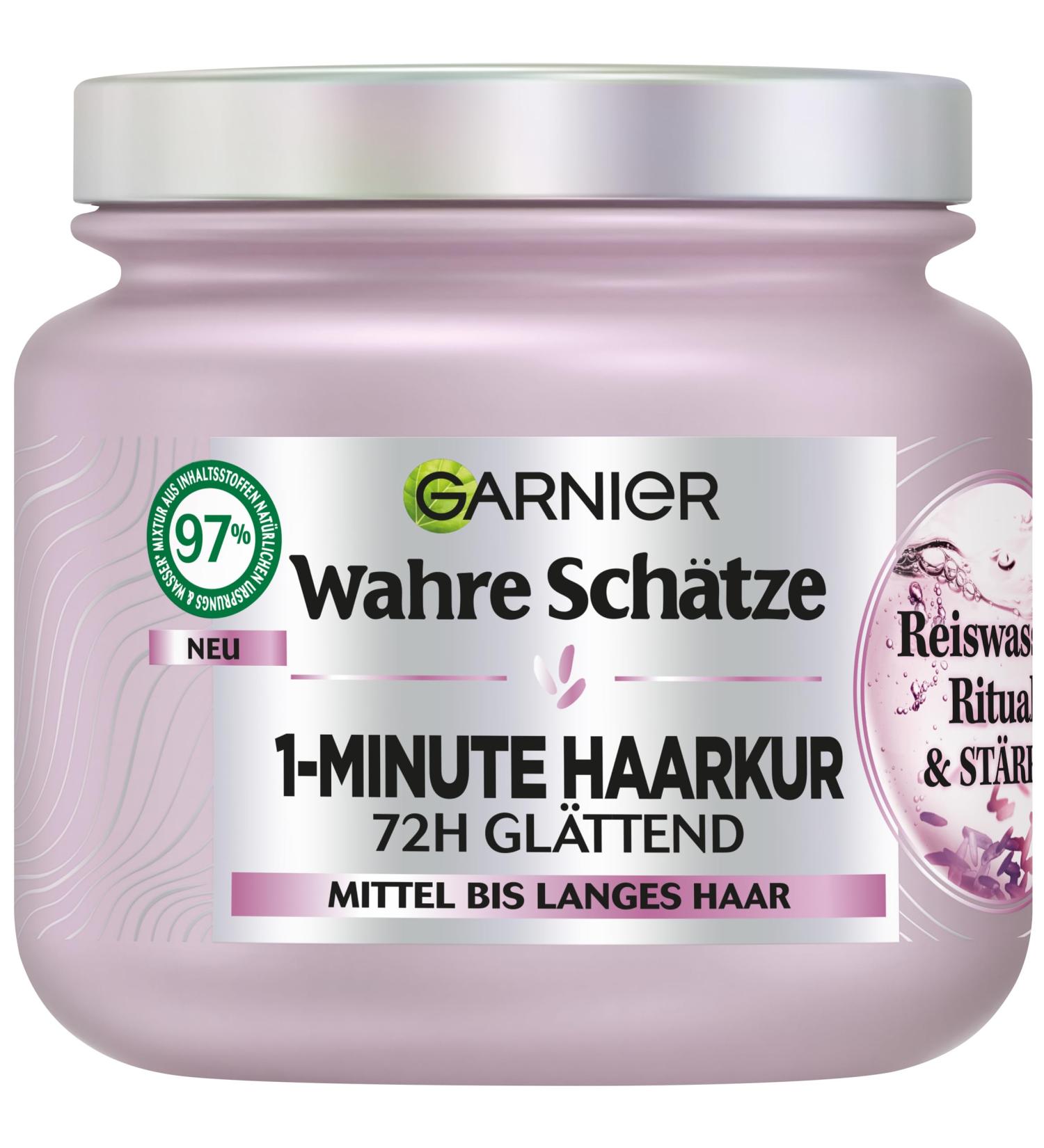 Garnier True Treasures 1-Minute Hair Treatment - Rice Water Smoothing & Strength for Medium to Long Hair 340ml - Shine & Smoothness - Buy Online on GoSupps.com