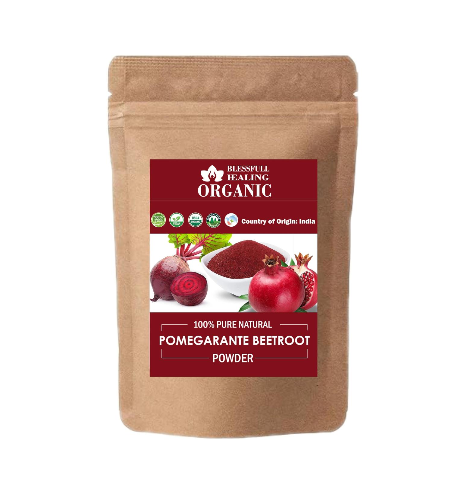 Blessfull Healing Organic 100% Pure Natural Pomegarante Beetroot Powder | 100 Gram / 3.52 oz Pack Of 2 - Buy Online on GoSupps.com