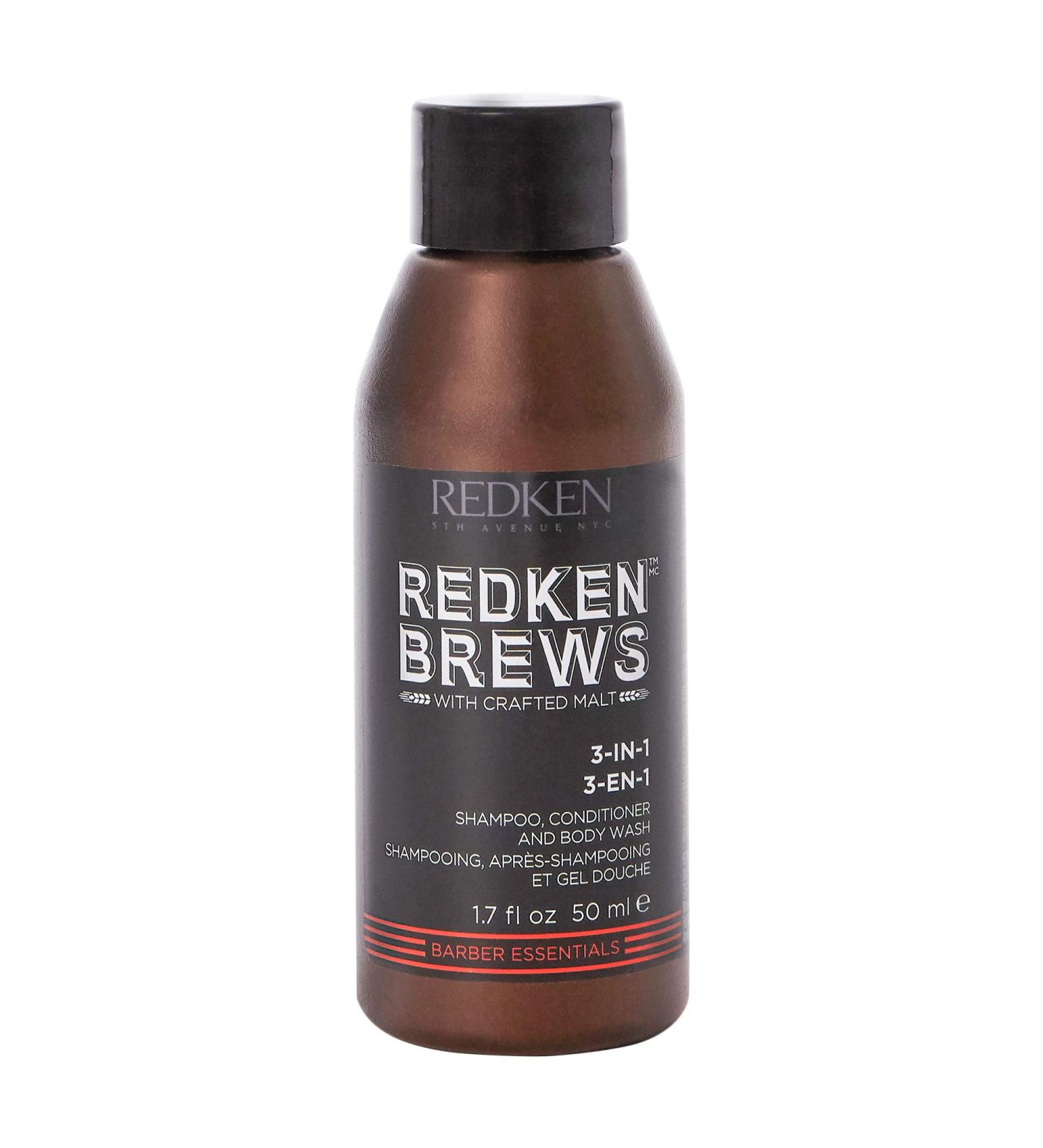 REDKEN Brews 3-in-1 Shampoo Conditioner and Body Wash for Men 50ml | All-in-One Cleanser - Buy Online on GoSupps.com