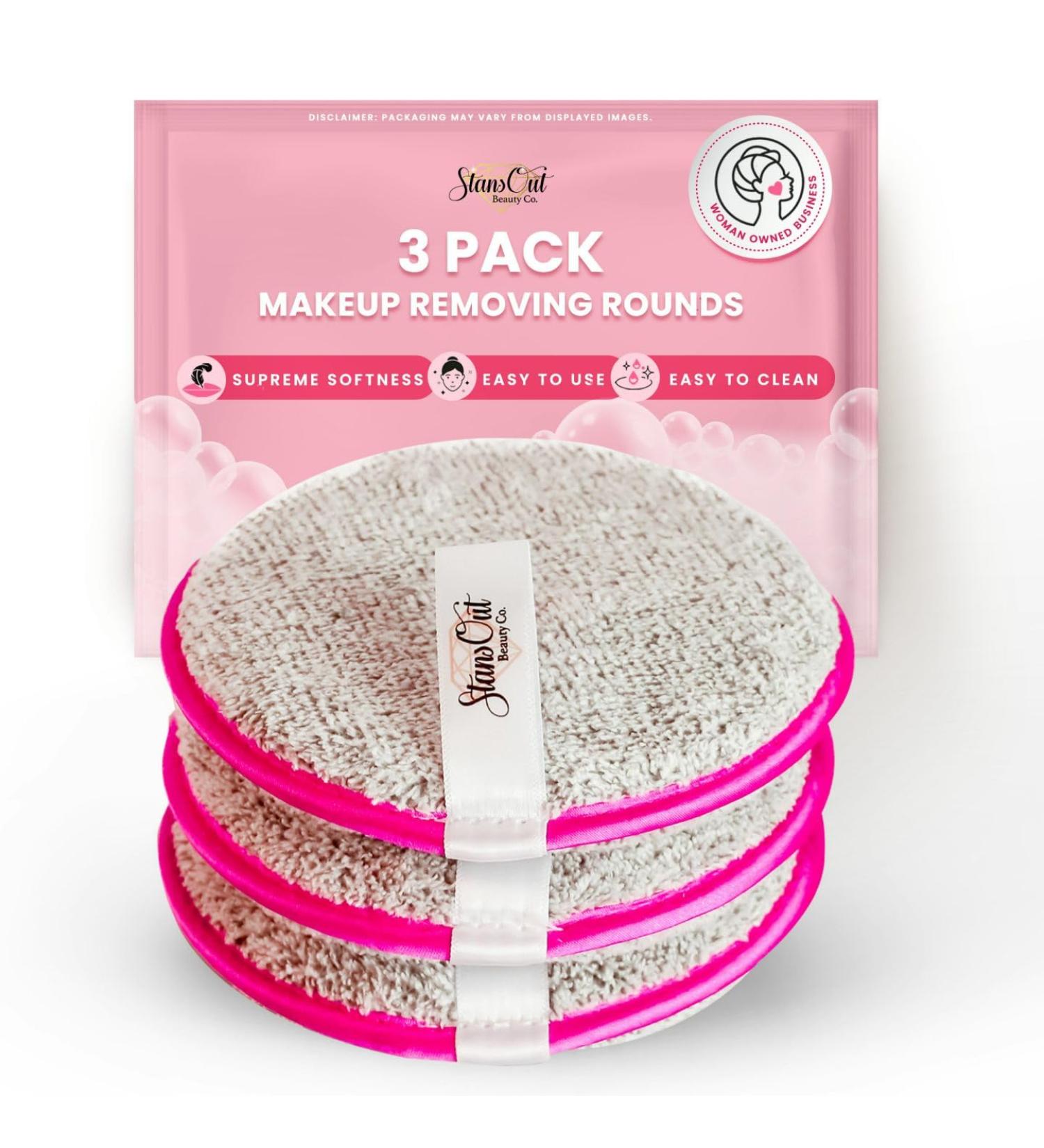 StansOut Beauty Makeup Removing Rounds - Reusable Microfiber Face Pads & Washable Cleansing Cloths - Gentle Effective Travel-Friendly - 3 Pack - Buy Online on GoSupps.com