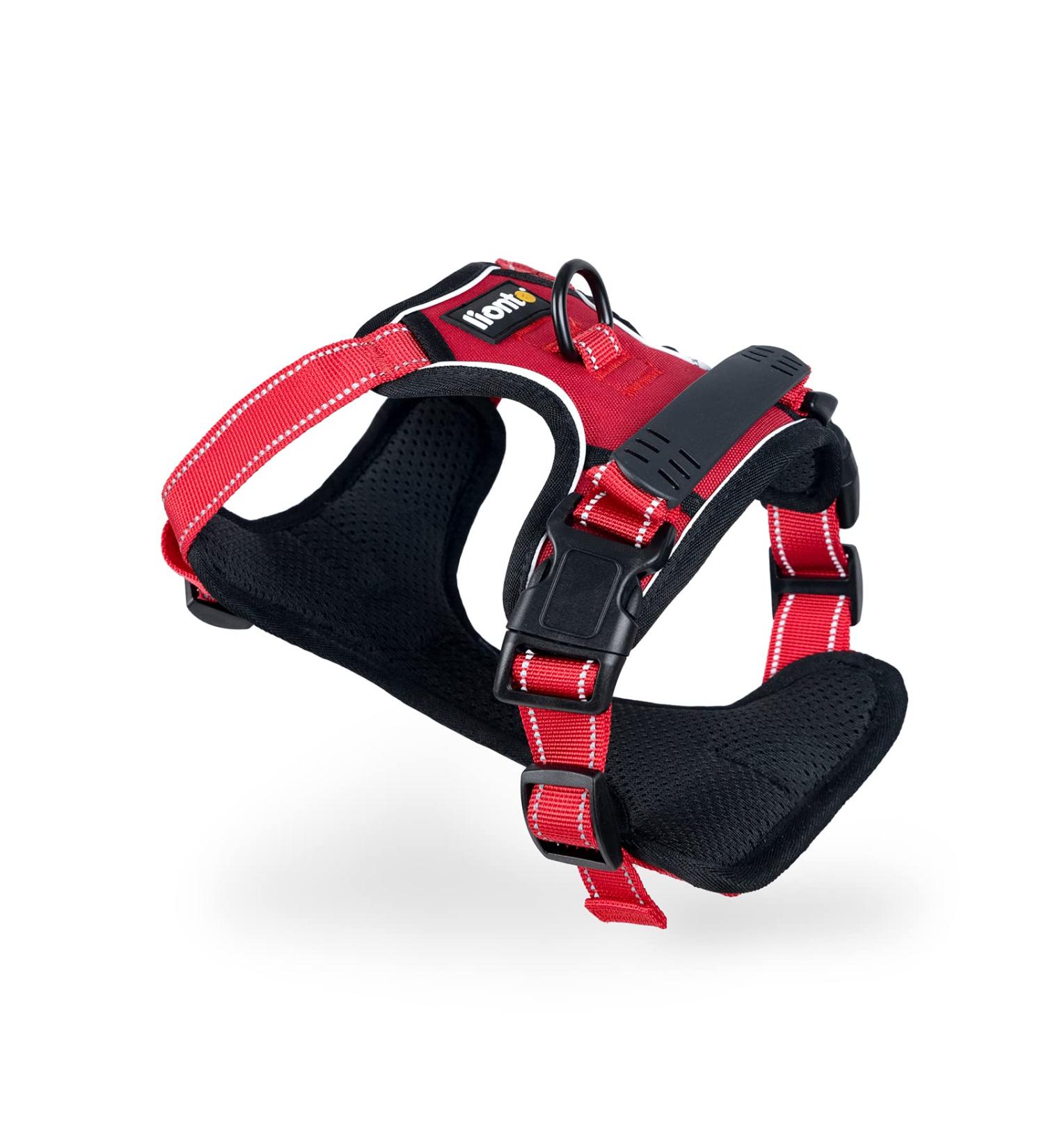 Lionto Dog Harness - Padded Anti-Pull Reflective Safety Harness Adjustable Size L Red - Perfect for Secure and Comfortable Walks - Buy Online on GoSupps.com