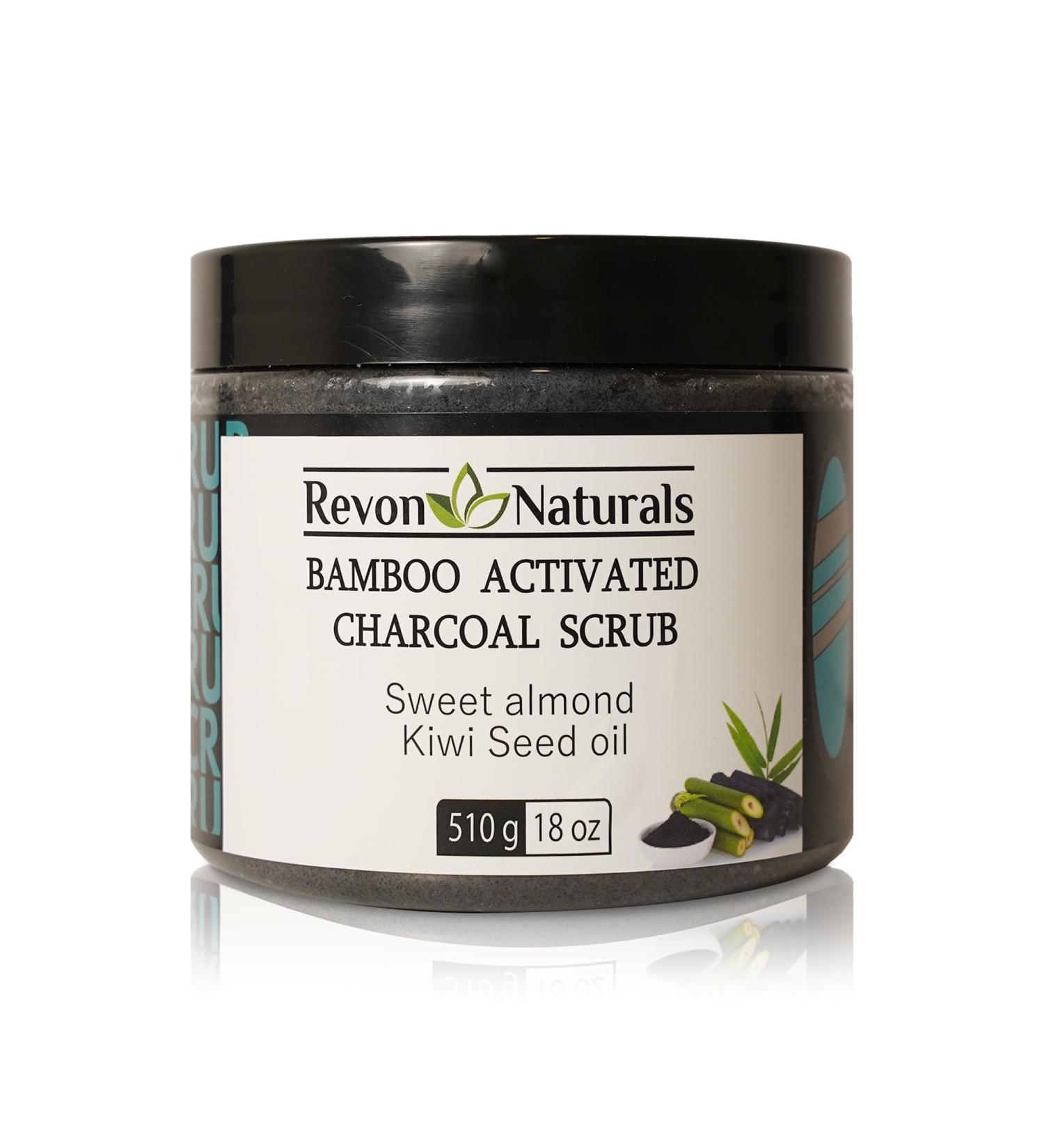Revon Naturals BAMBOO ACTIVATED CHARCOAL SCRUB Sweet almond & Kiwi seed Oil buff away dry skin with this completely natural body scrub. It will leave your skin feeling incredibly silky smooth and moisturized. Infused with  - Buy Online on GoSupps.com
