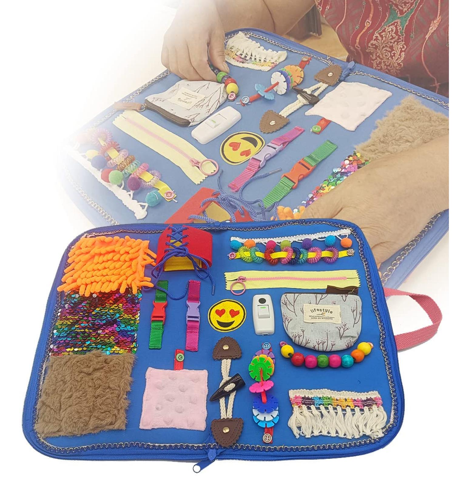 Alzheimer's and Dementia Sensory Fidget Blanket for Anxiety Relief - Pink - Buy Online on GoSupps.com