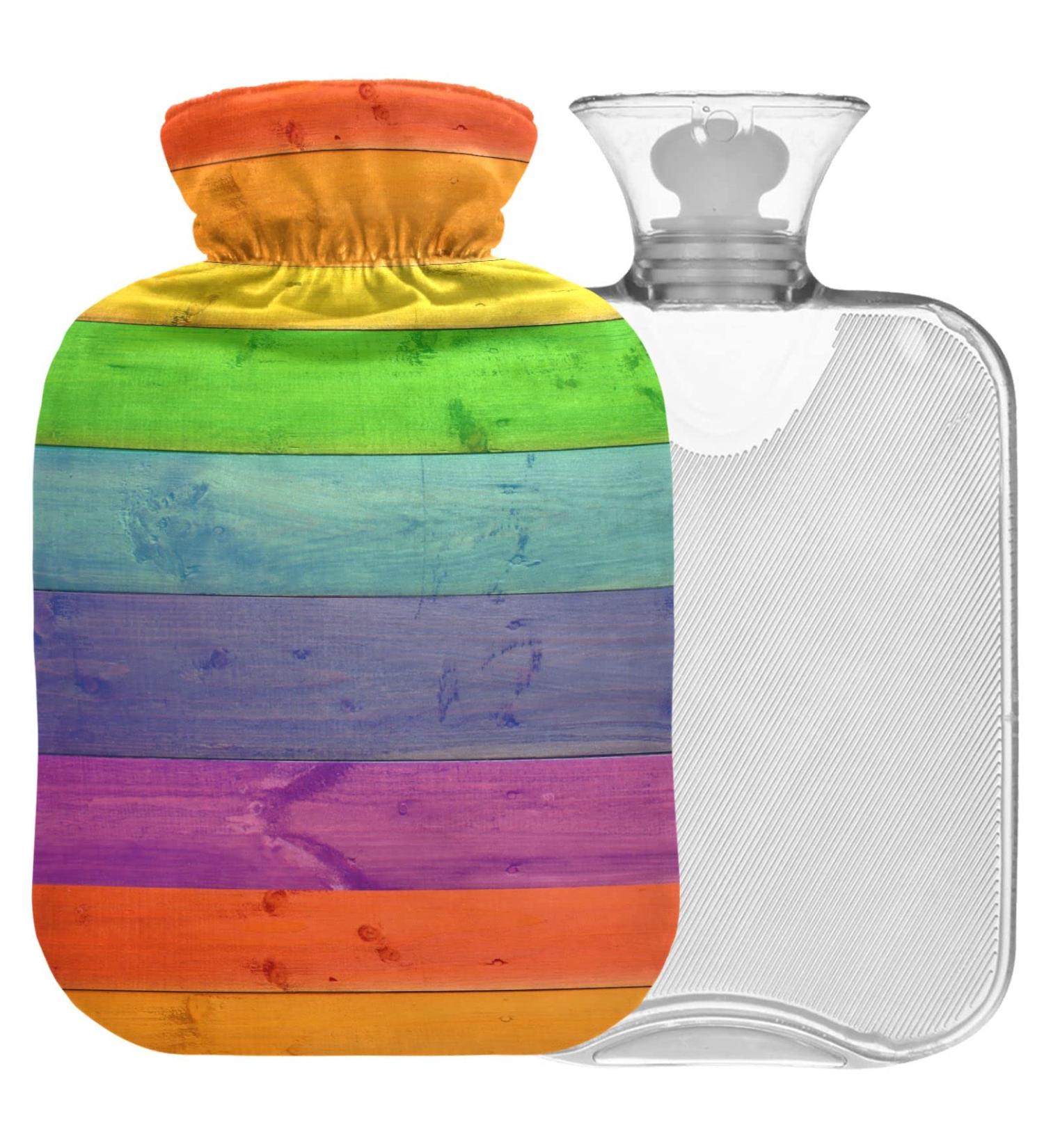 Buy Naanle Wood Rainbow Heat Bottle with Cover - 1L Hot Water Bottle for Bed Hand and Feet Warmer | Pain Relief & Heat Therapy - International Shipping Available - Buy Online on GoSupps.com