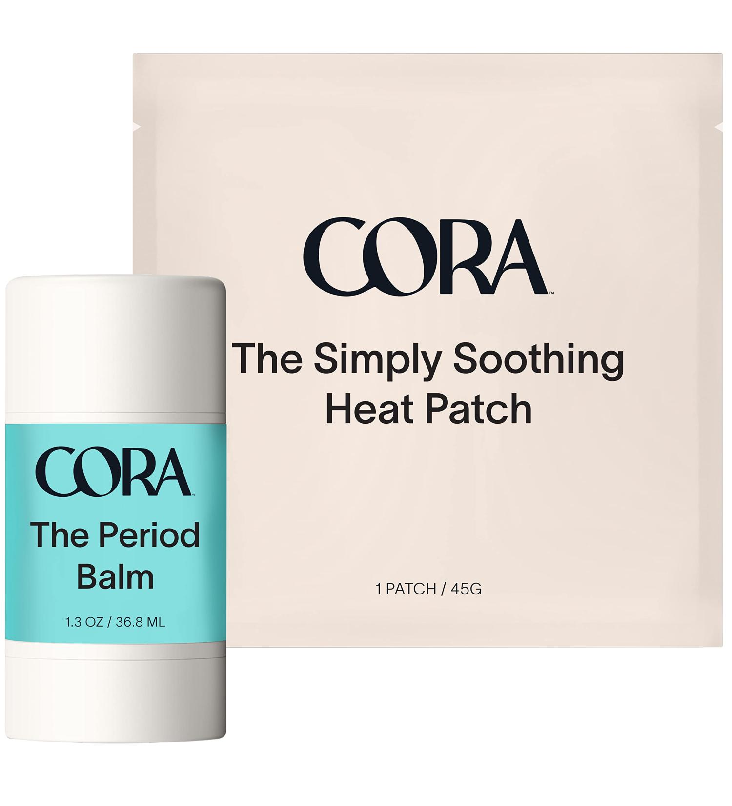 Cora Period Menstrual Cramp Relief Kit - Soothing Warmth Balm (1 oz) and Heat Relief Patch - Up to 8 Hours of Cramp Relief - Buy Online on GoSupps.com
