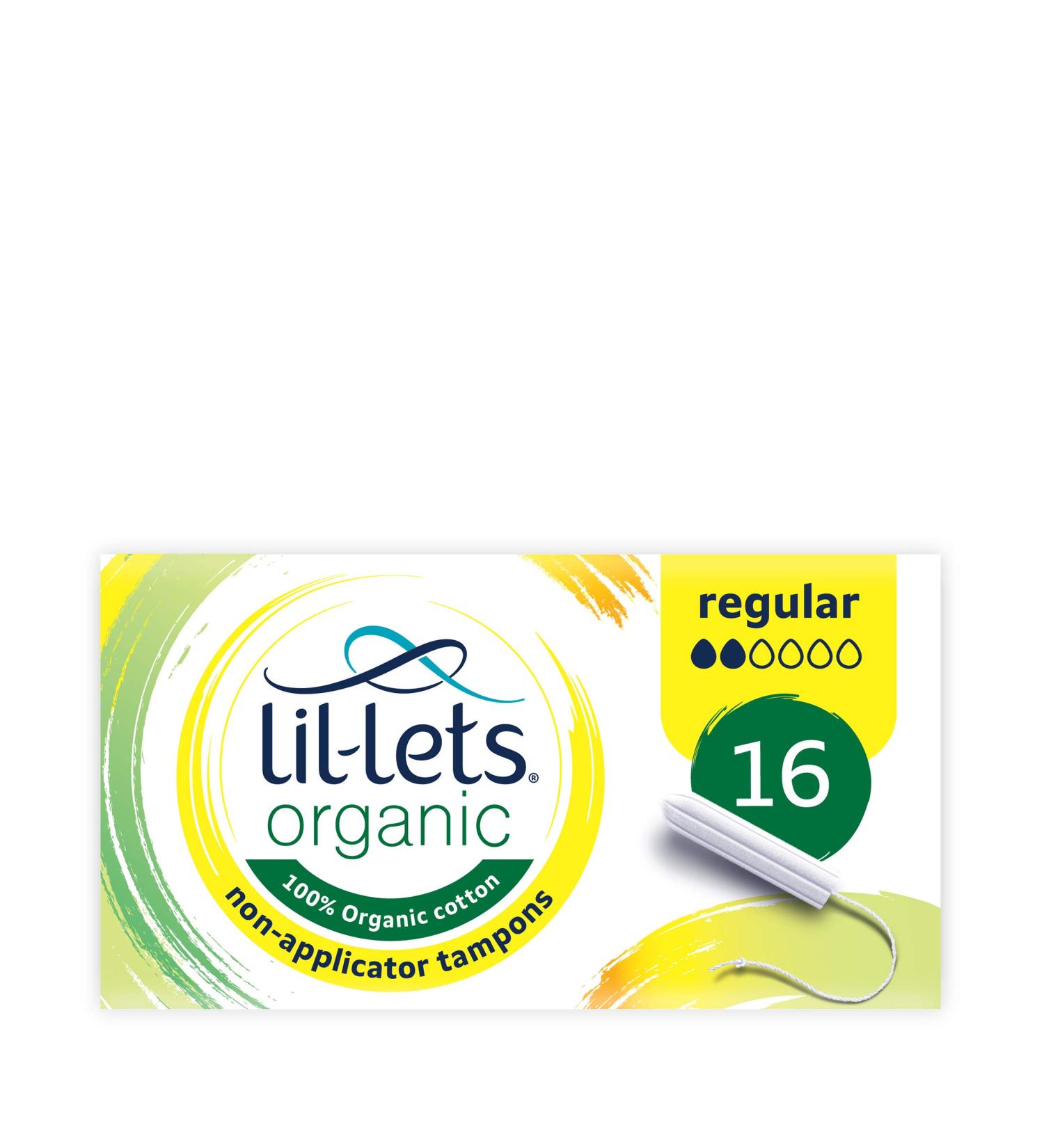 Lil-Lets Organic Non-Applicator Regular Tampons - 16 Count, 100% Organic Cotton, GOTS Certified, Vegan, Plastic-Free Period Care - Buy Online on GoSupps.com