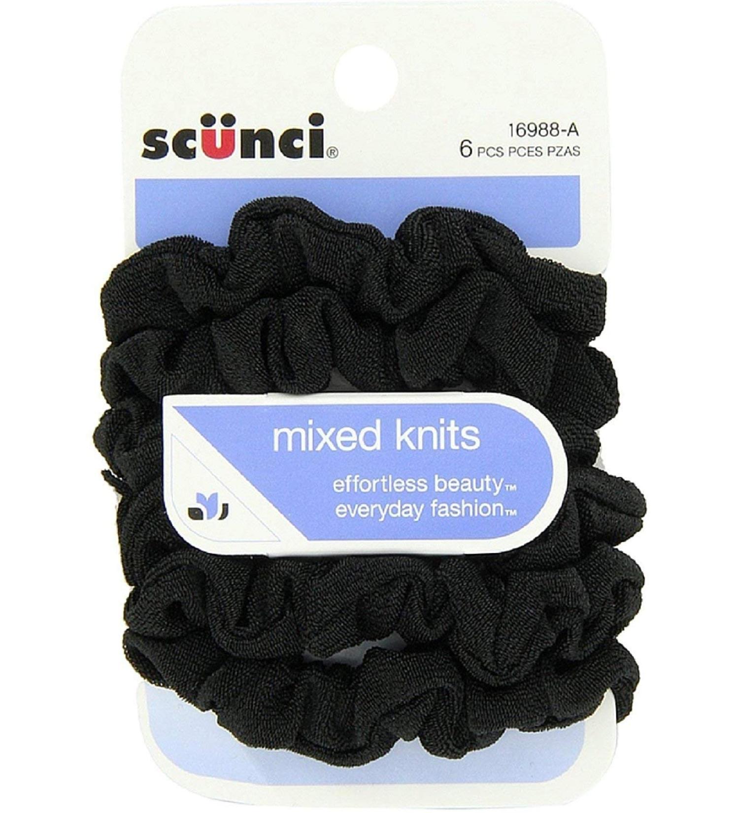Scunci 1698803A048 Black Mini The Original Mini Scrunchies 6 Count