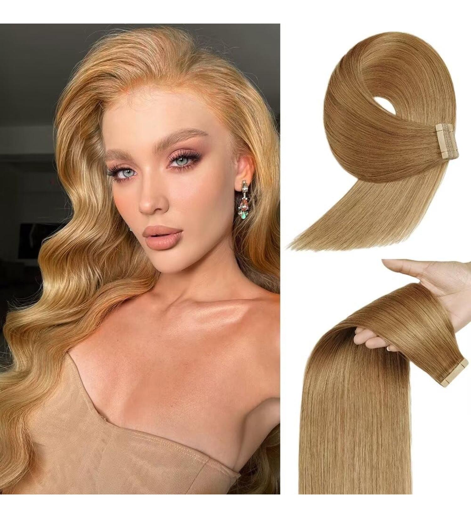 YDDM 20Pcs Invisible Tape Hair Extensions - 18 Inch Real Human Hair 45cm 27# Skin Weft Lightweight & Smooth - Buy Online on GoSupps.com