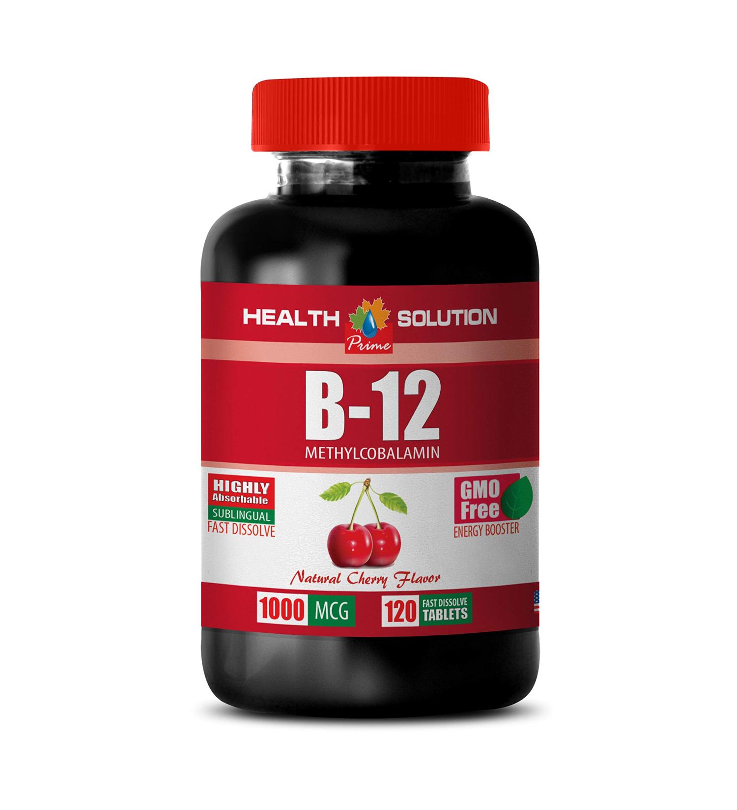 Energy Enhancer Supplements - B12 METHYLCOBALAMIN 1000MCG - Natural Cherry Flavor - Fast Dissolve - methylcobalamin b12 1000mcg sublingual - 1 Bottle (120 Tabs) - Buy Online on GoSupps.com