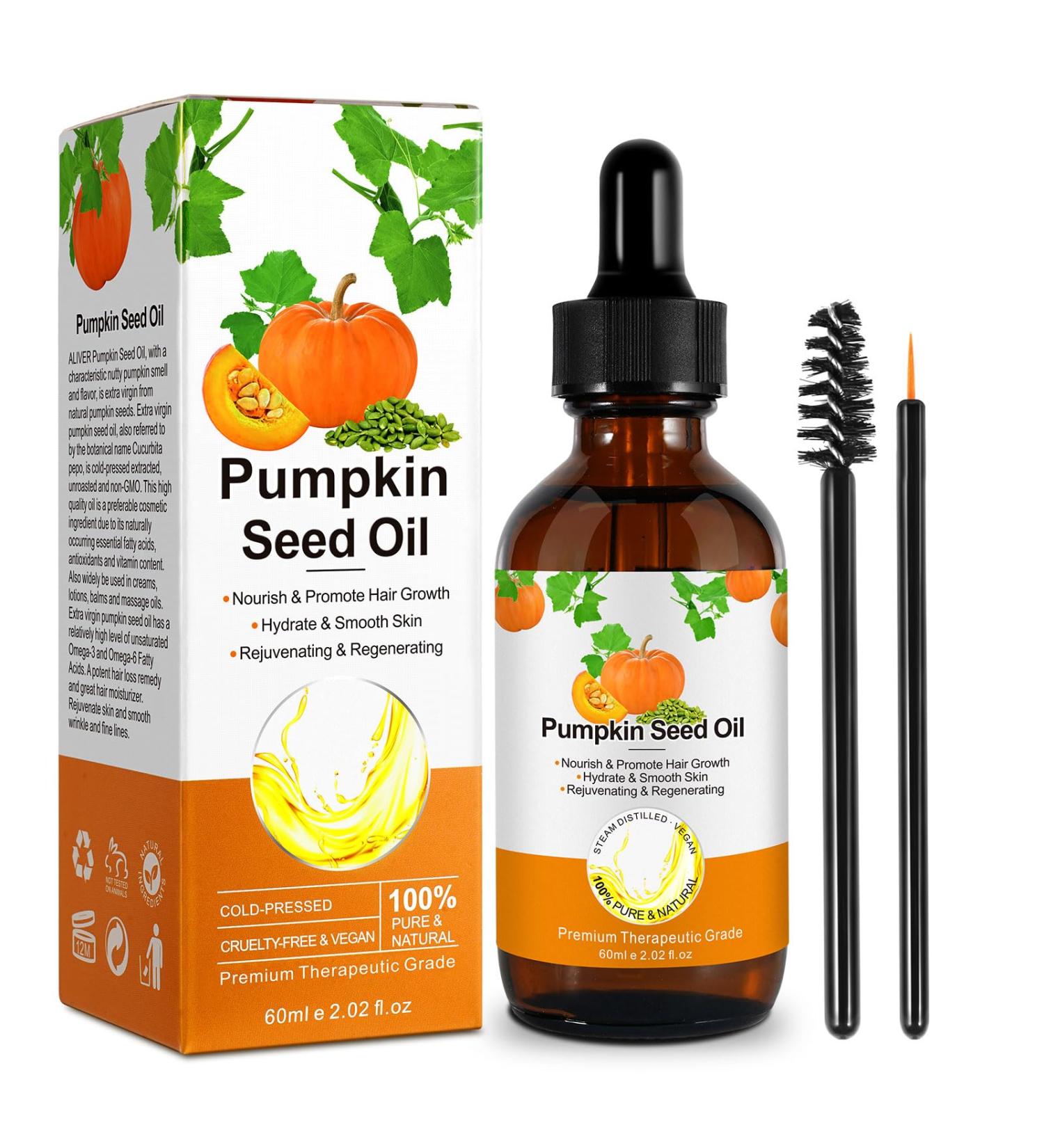 Pumpkin Seed Oil 60ml Organic Pumpkin Seed For Healthier Hair And Beard Growth 100% Pure Essential Oil Perfect For Hydrating & Repairing Dry Damaged Hair Hair Loss Treatment Nourishes The Scalp - Buy Online on GoSupps.com