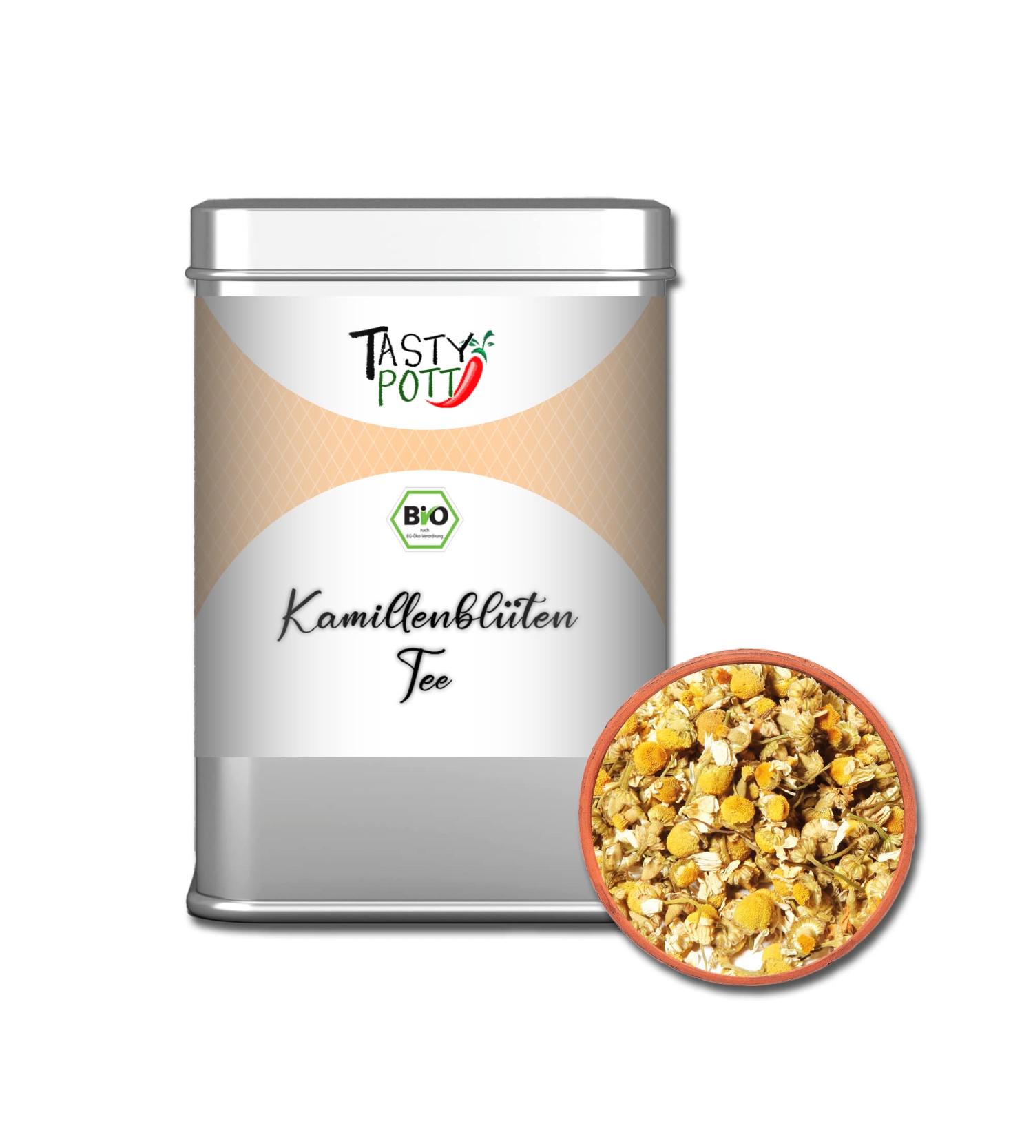 Jeske Sports Supplies Tasty Pott Organic chamomile tea tea mix balm stone clover primrose lavender hot drink relaxation in a can organic chamomile blossoms tea 20 g - Buy Online on GoSupps.com