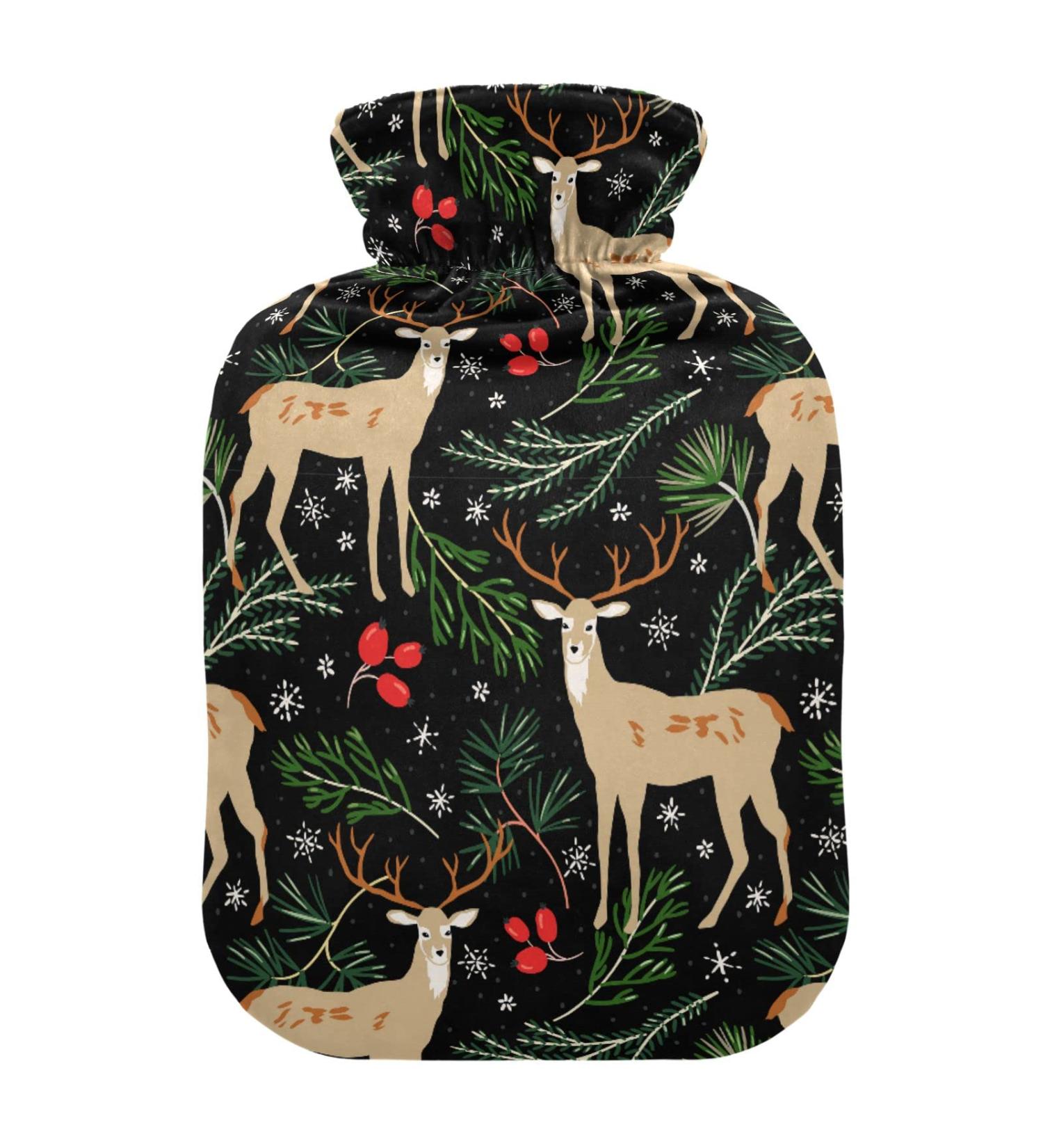 Christmas Deer Hot Water Bottle - 1L Pain Relief & Sore Muscle Heat Bag for Injuries | International Shipping - Buy Online on GoSupps.com