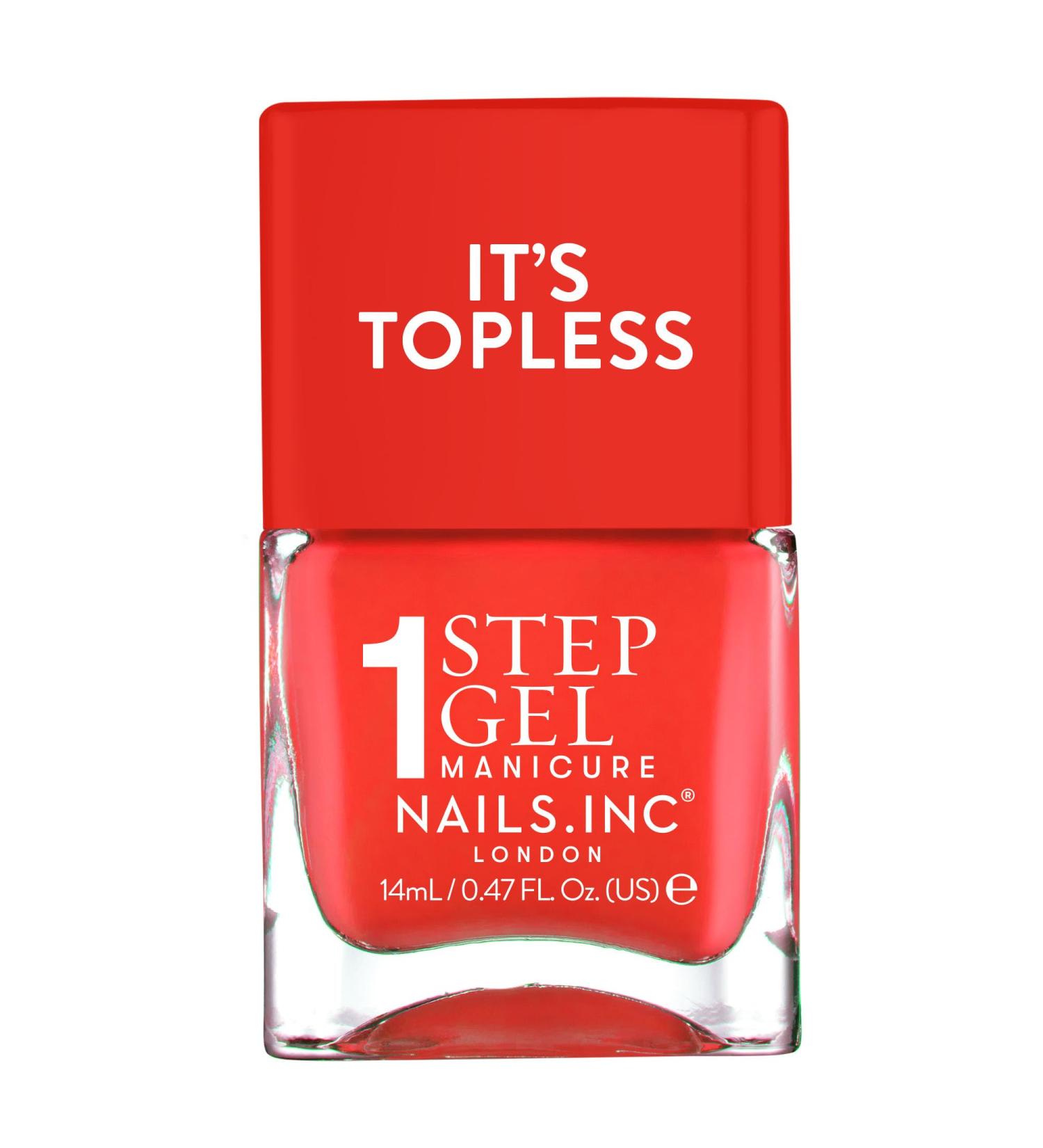  Nails Inc Nails Inc Topless Jennifer (Coral Red) - UV-Free Gel Nail Polish - 1-Step Manicure with Approximately 8 Days of Wear - Quick Drying - Vegan & 21-Free - For Kids & Adults - No Base Coat Required - Buy Online on GoSupps.com