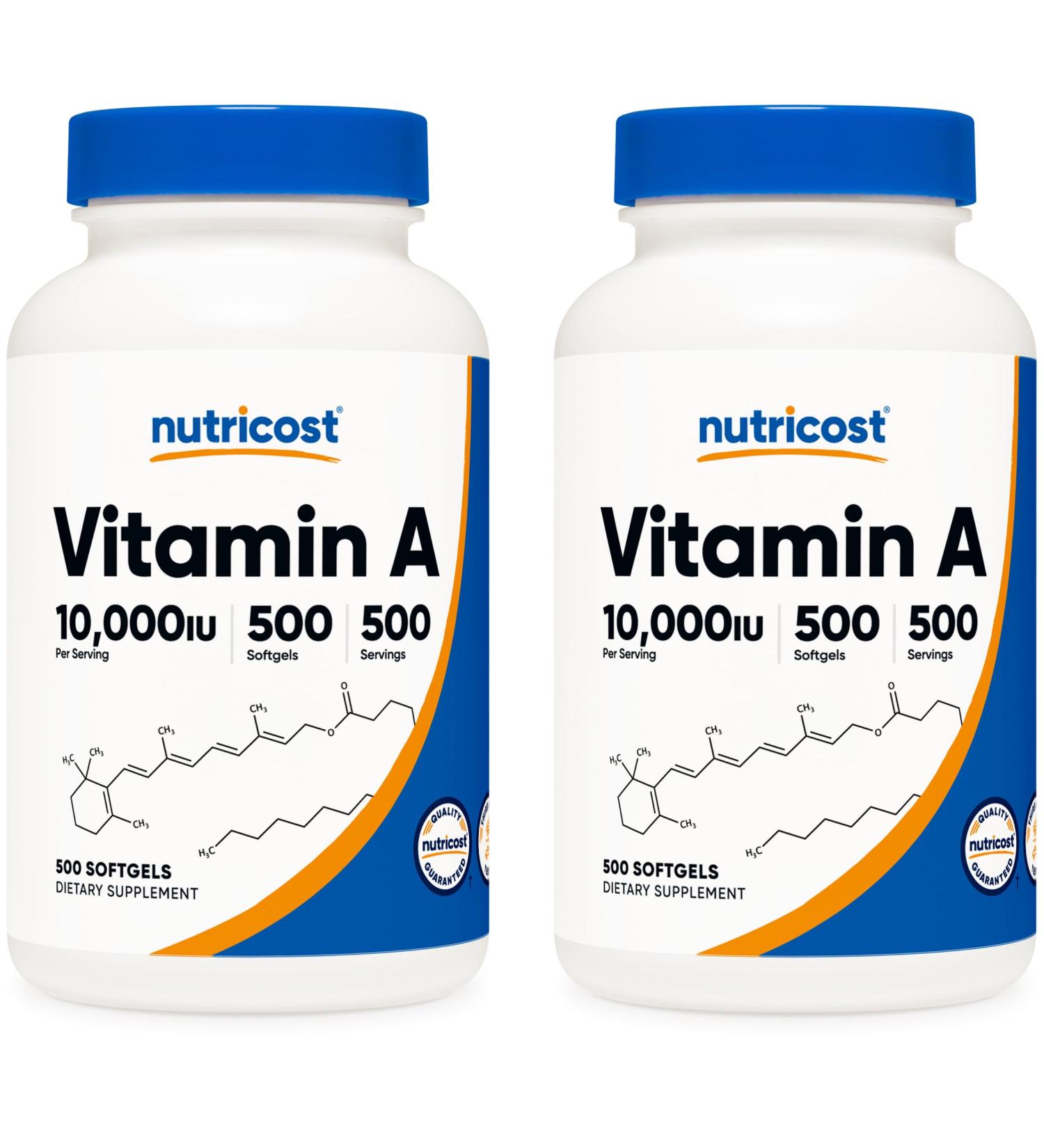 Nutricost Vitamin A 10 000 IU 500 Softgels (2 Bottles) - Buy Online on GoSupps.com
