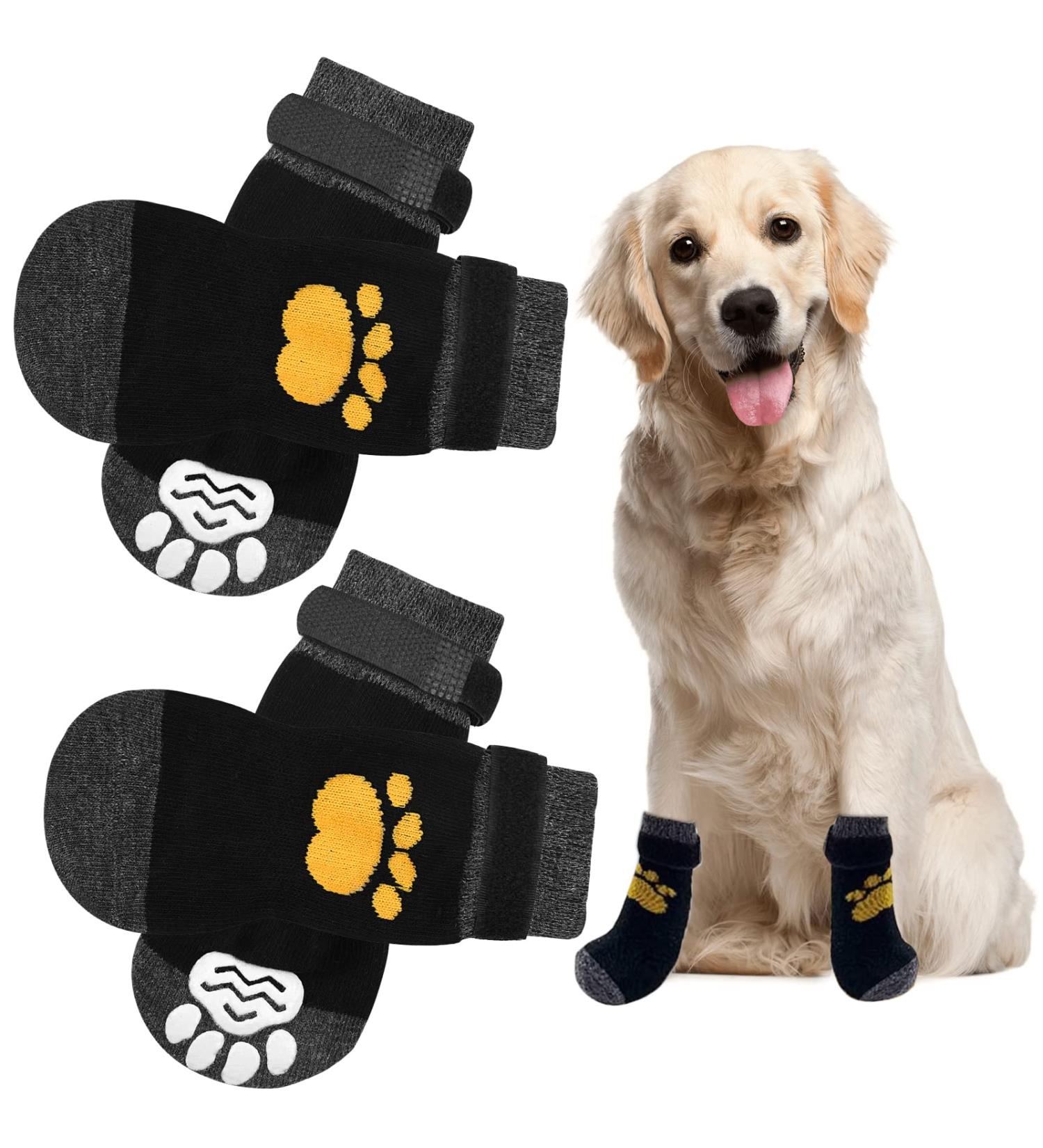 2 Pairs Anti Slip Dog Socks Paws Stop Licking Dog Grip Socks Pet Paw Protector Dog Boots Dog Claw Socks Dog Shoes Dog Slippers with Adjustable Strap for Puppy Dog Indoor Outdoor Hardwood Floor Walking - Buy Online on GoSupps.com