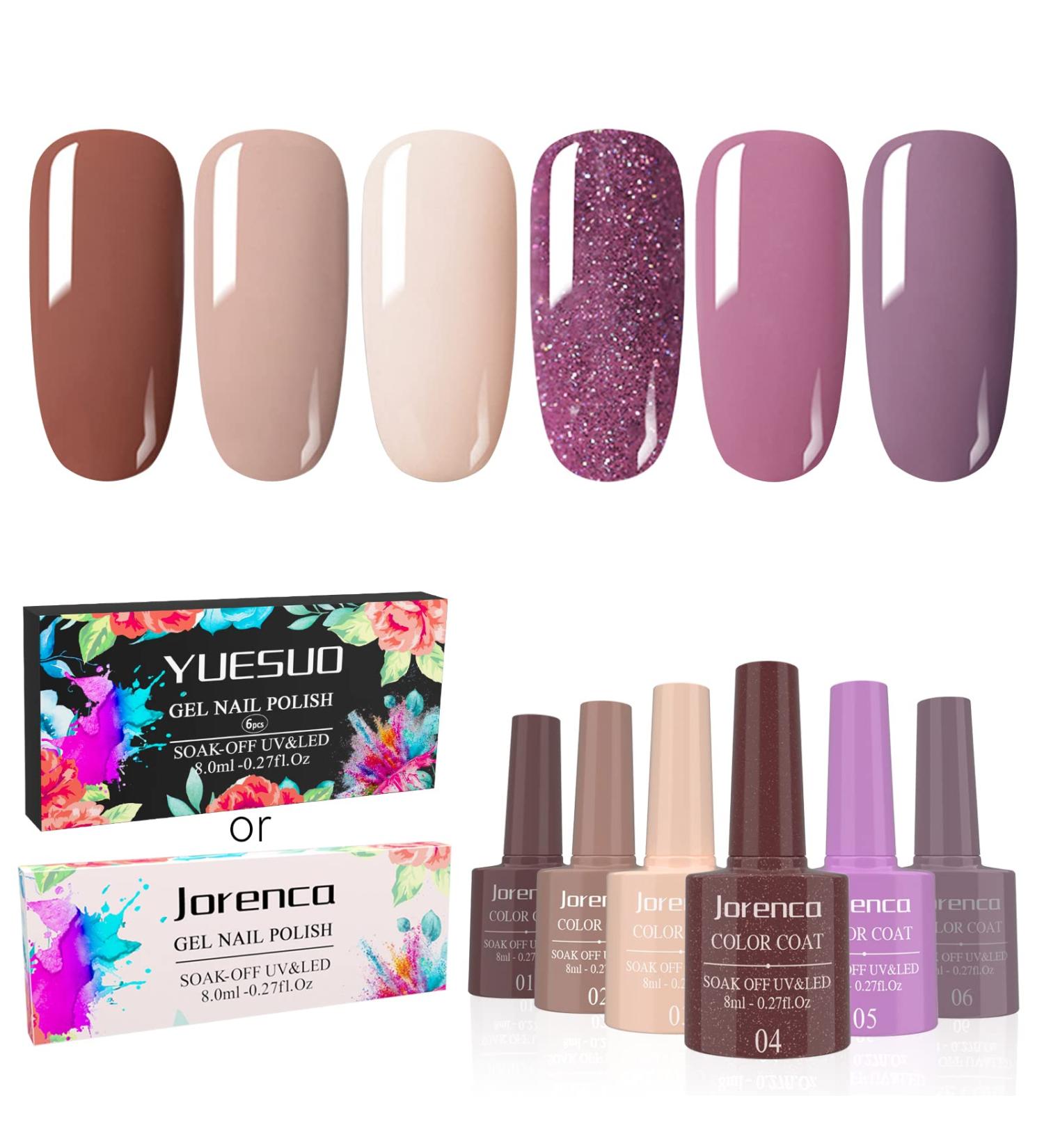 Gruciso 6Pcs Gel Nail Polish Set - Glitter Gel Collection - Soak Off Starter Manicure Kit for Women - Mother's Day Gift - Pink - Buy Online on GoSupps.com