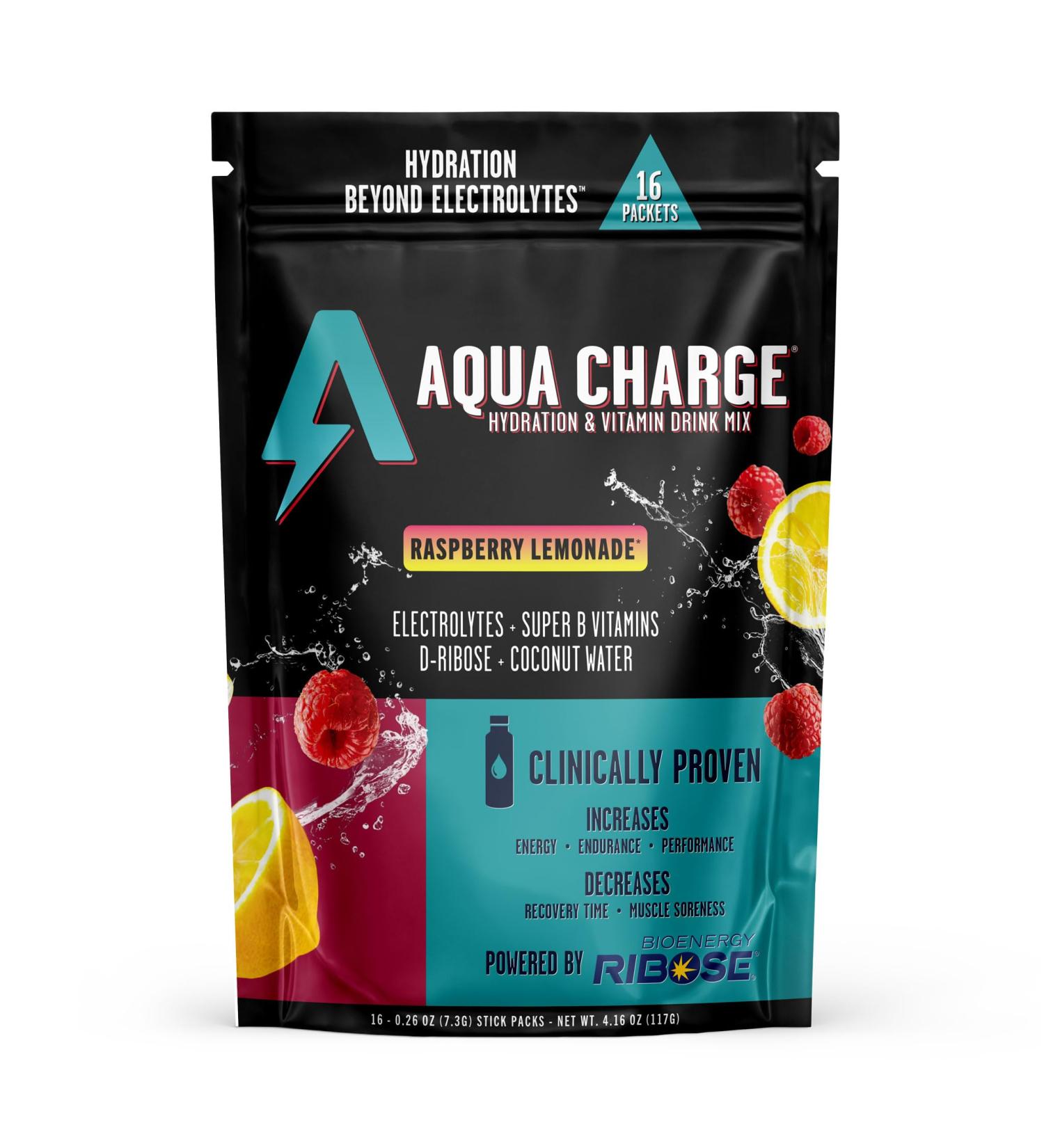 Grab The Gold Aqua Charge Electrolytes Drink Mix | Naturally Flavored Sugar-Free Hydration Drinks with B Vitamins | Vegan Gluten-Free Non-GMO | Raspberry Lemonade - 16 Packs - Buy Online on GoSupps.com