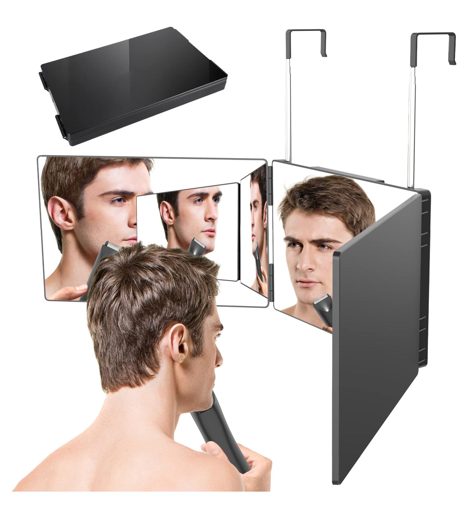 3 Way Mirror for Self Hair Cutting and Makeup - Trifold Vanity Mirror for Barber Supplies and Styling - 360 Viewing for Easy Hair Styling at Home - Buy Online on GoSupps.com